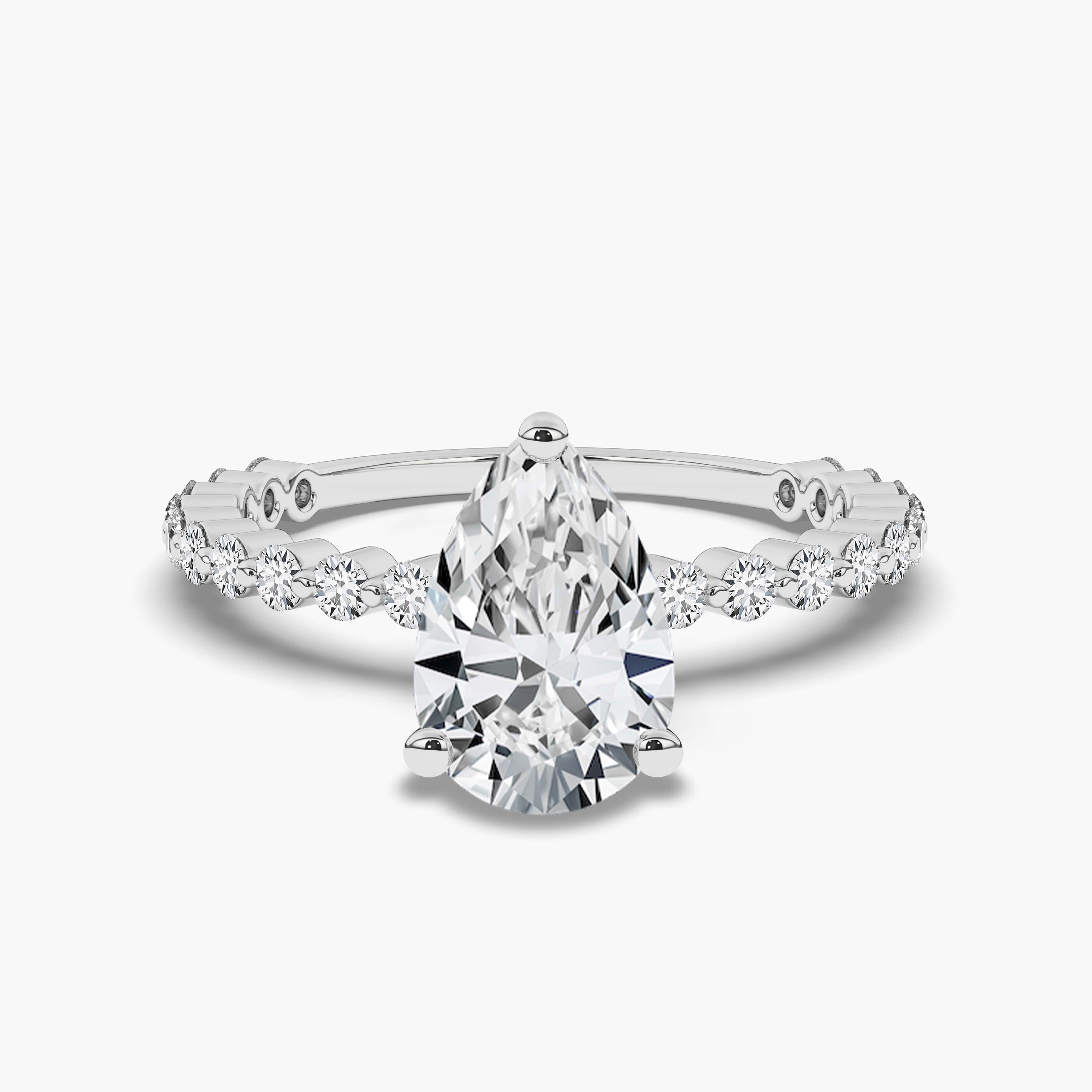 Pear Shaped Engagement Ring In White Gold