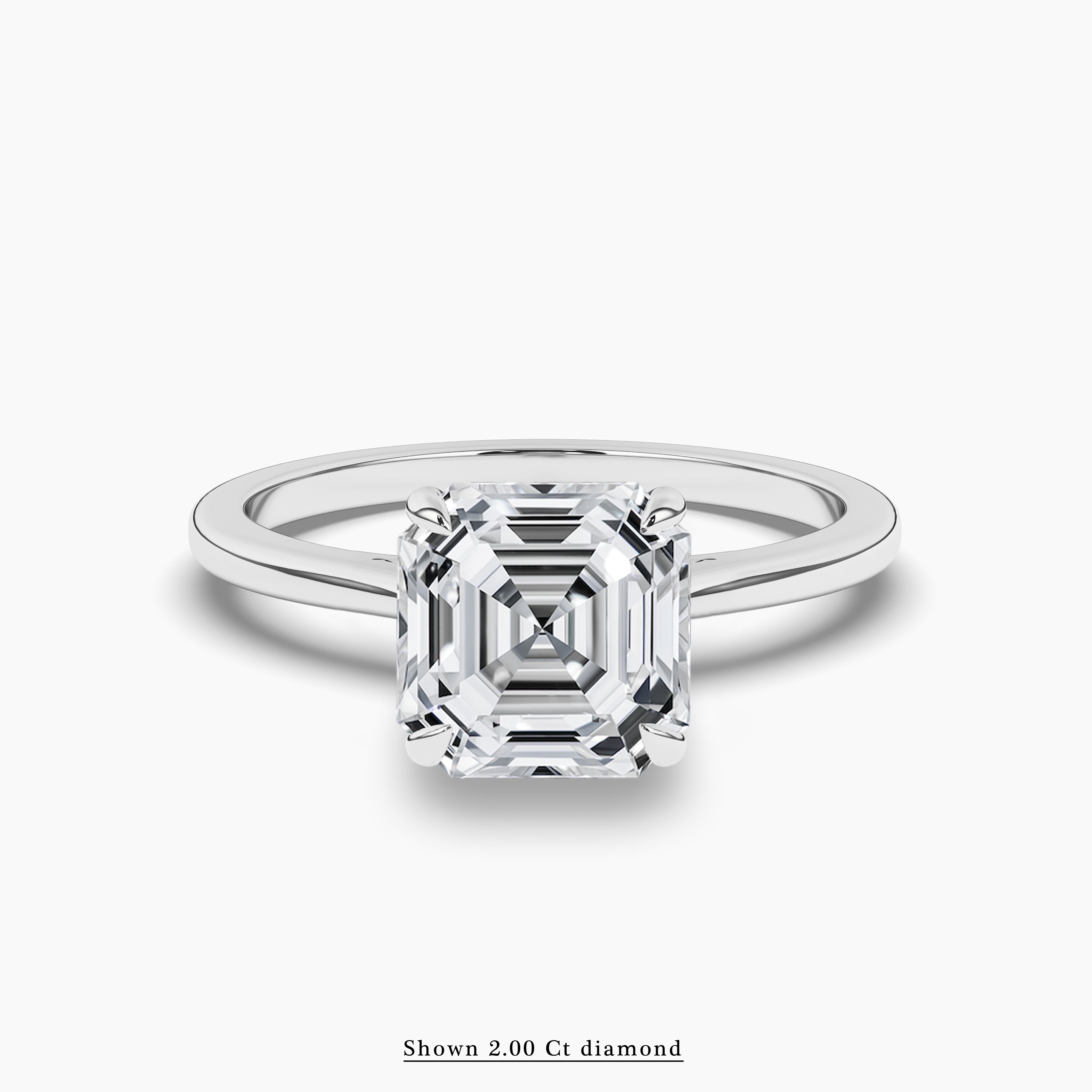 Asscher-Cut Diamond Engagement Ring in White Gold