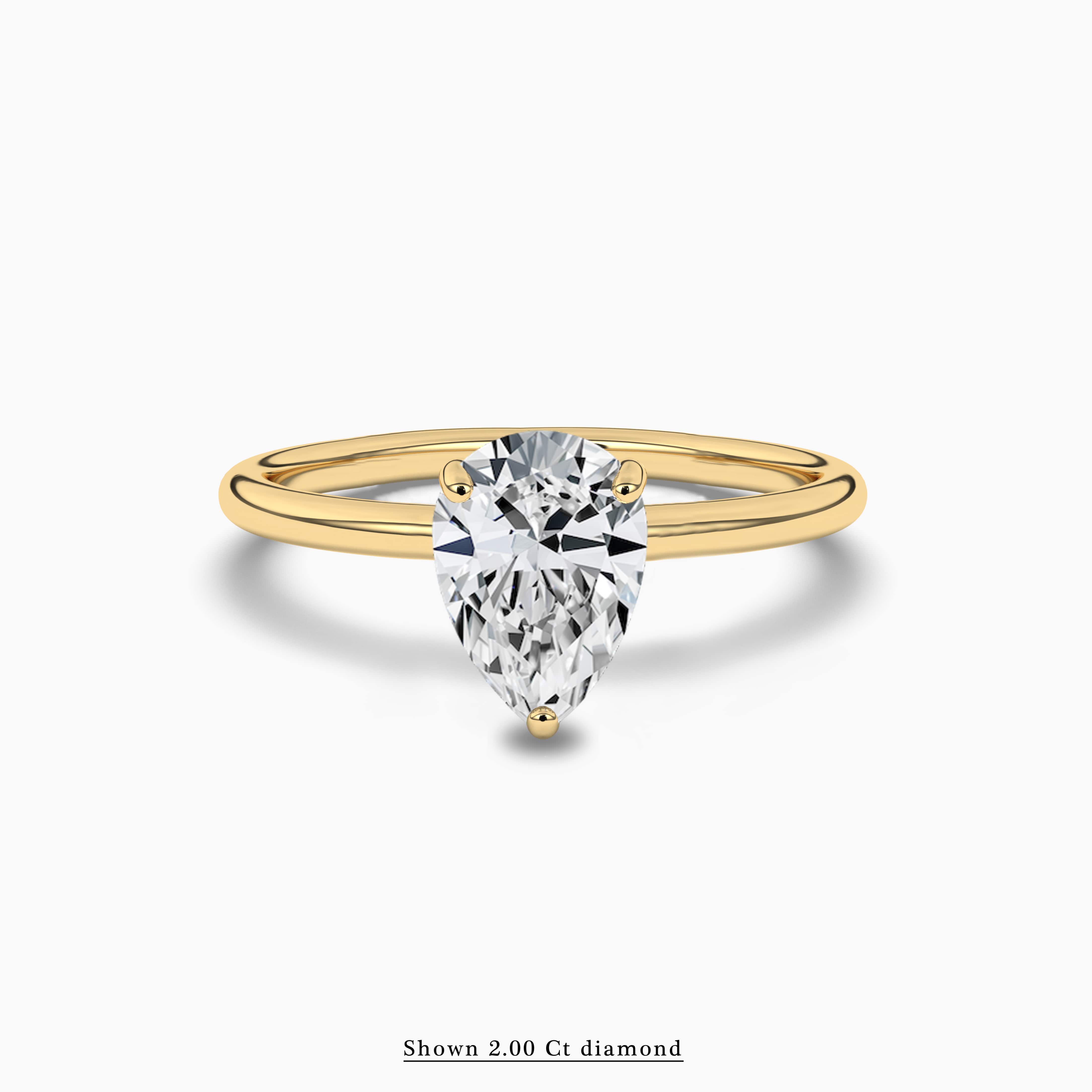 2.00 ct moissanite diamonds Pear shape engagement ring