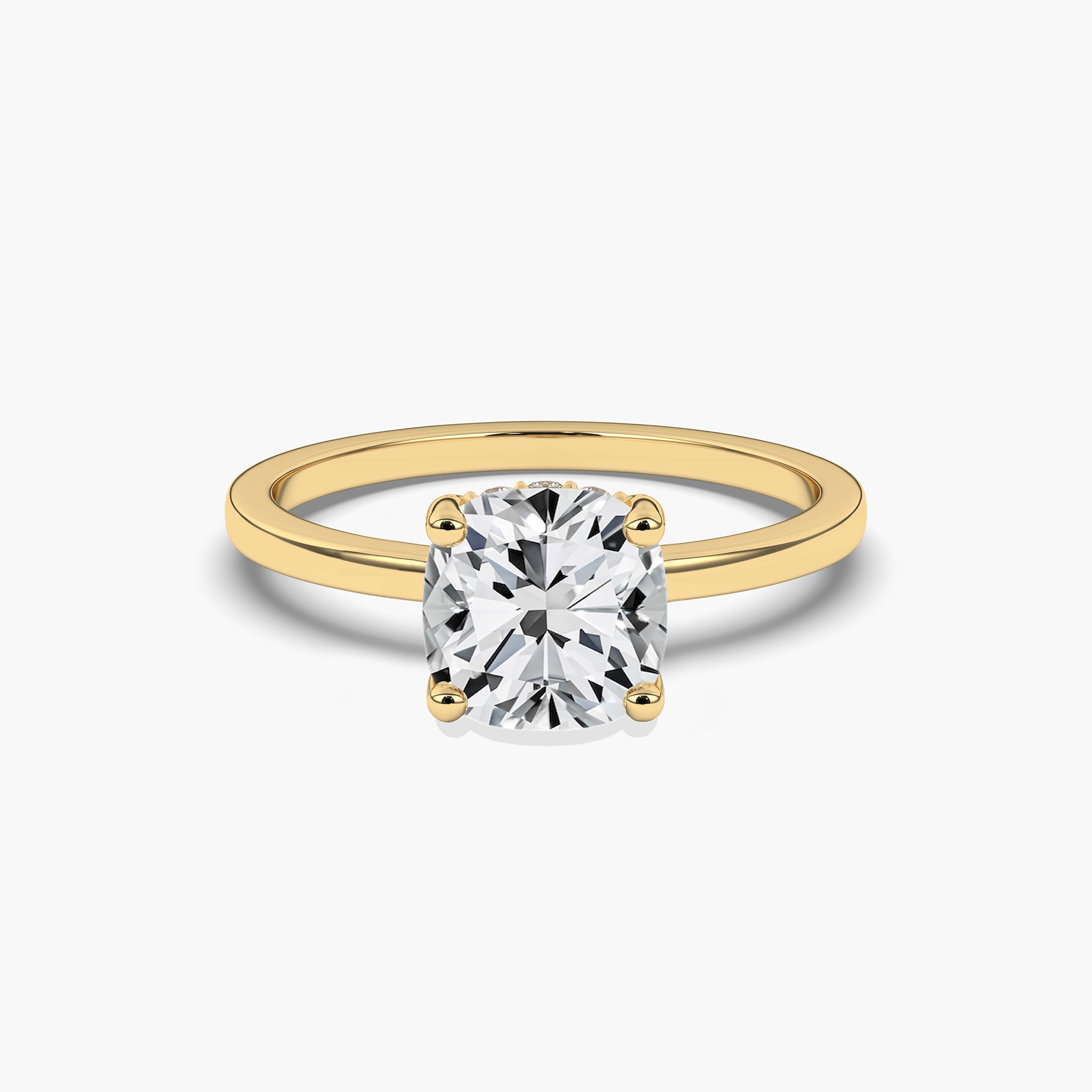 Hidden halo engagement solitaire ring 