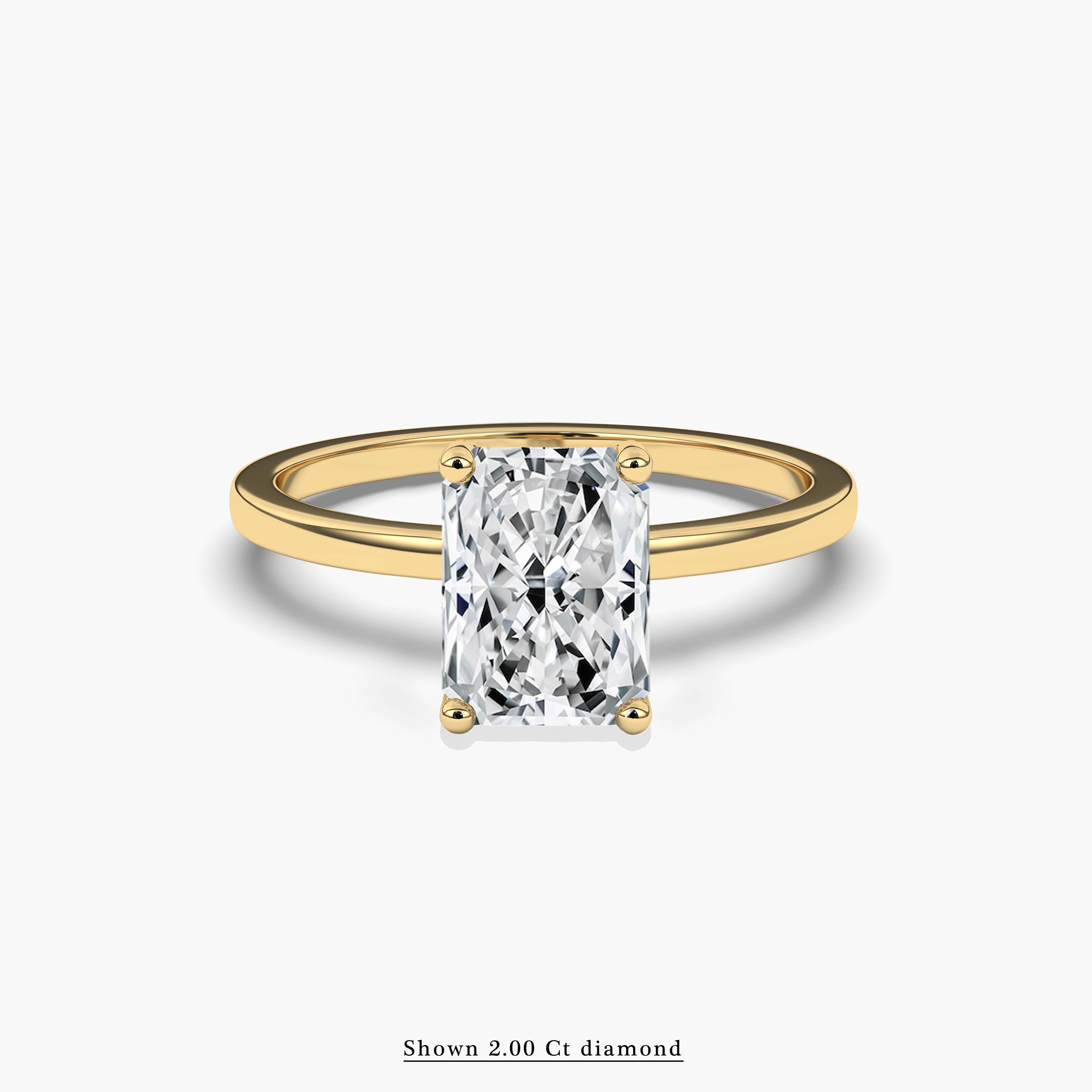 2ct radiant shaped engagement ring