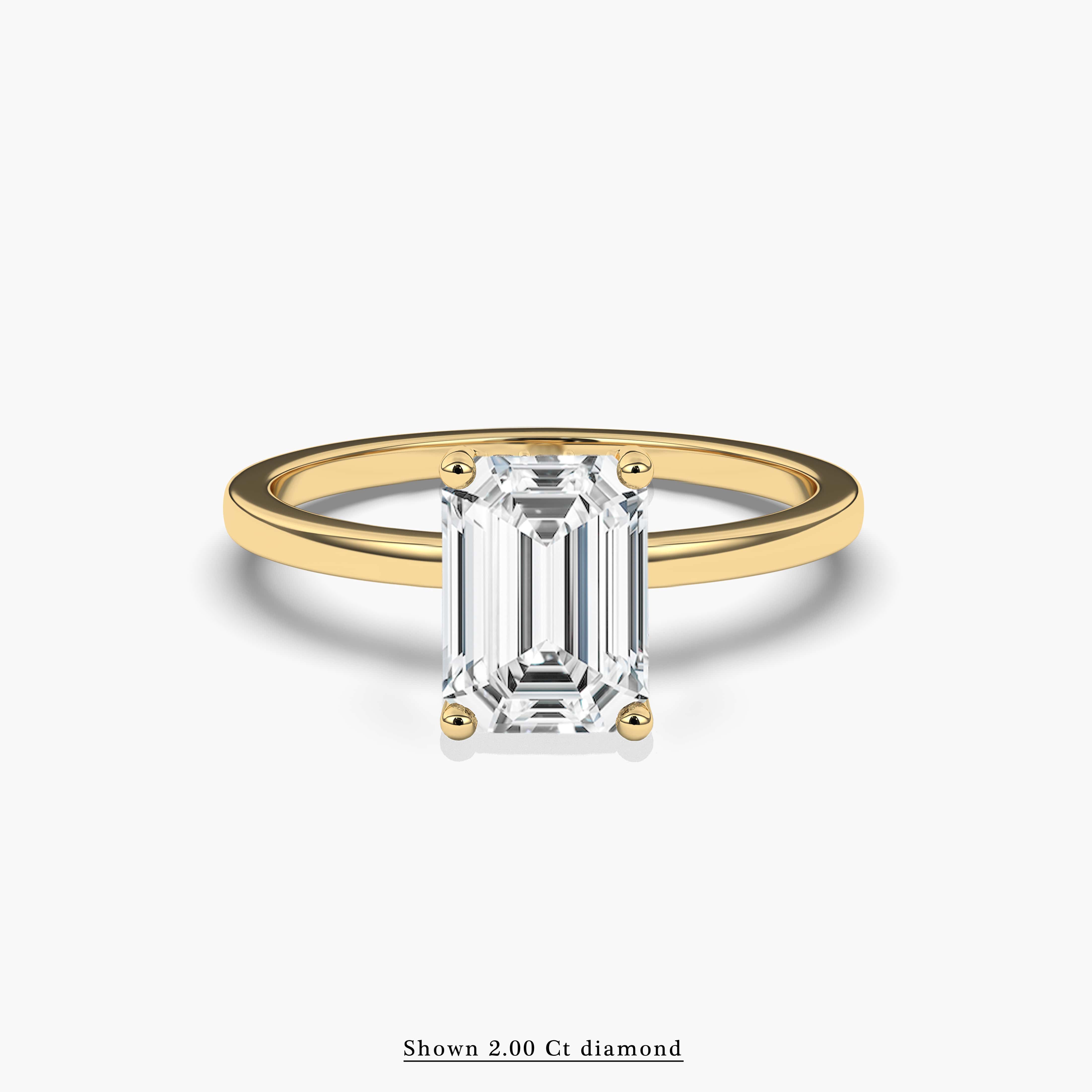 Emerald Cut Yellow Gold Engagement Ring