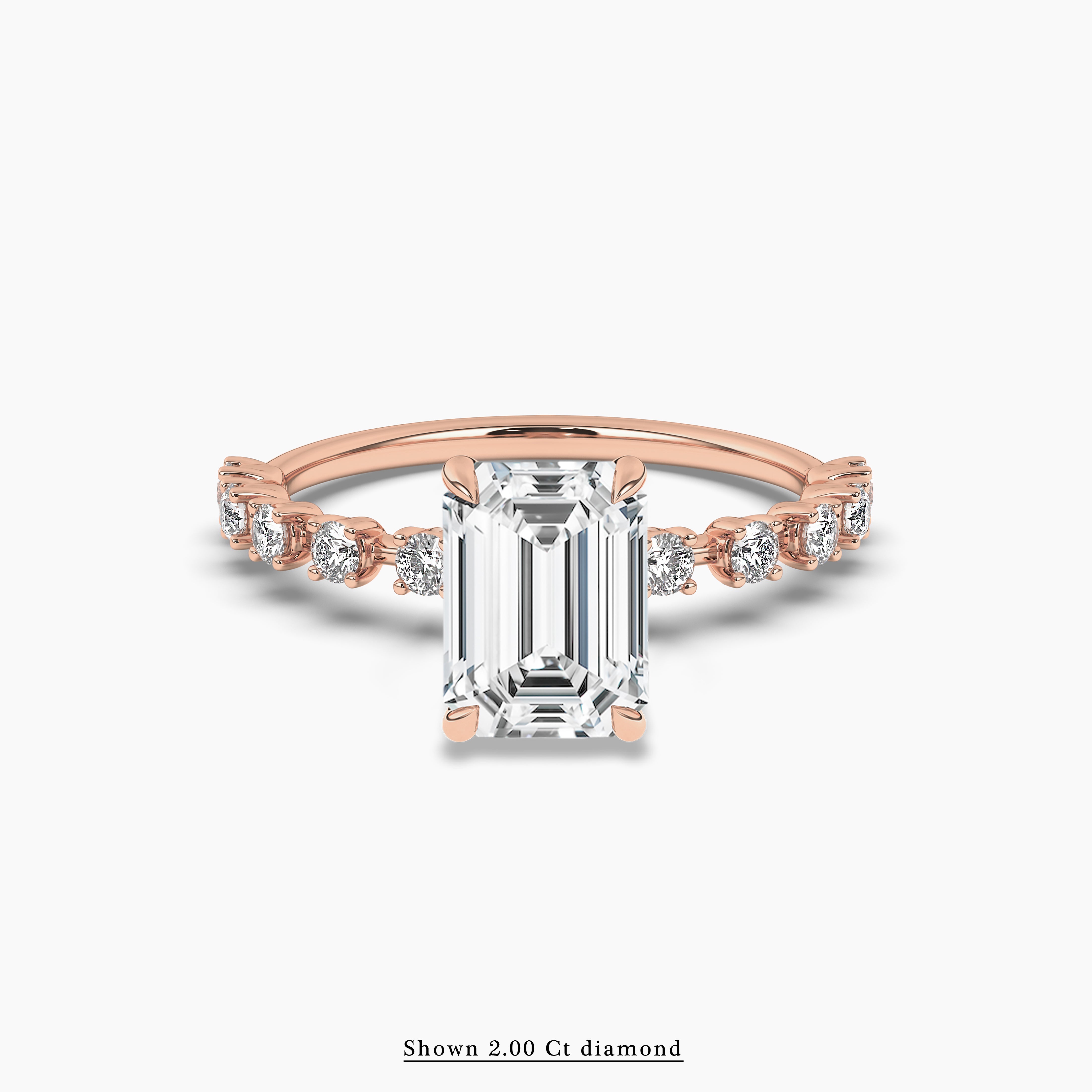 Emerald Cut Moissanite Engagement Ring with Side Accents