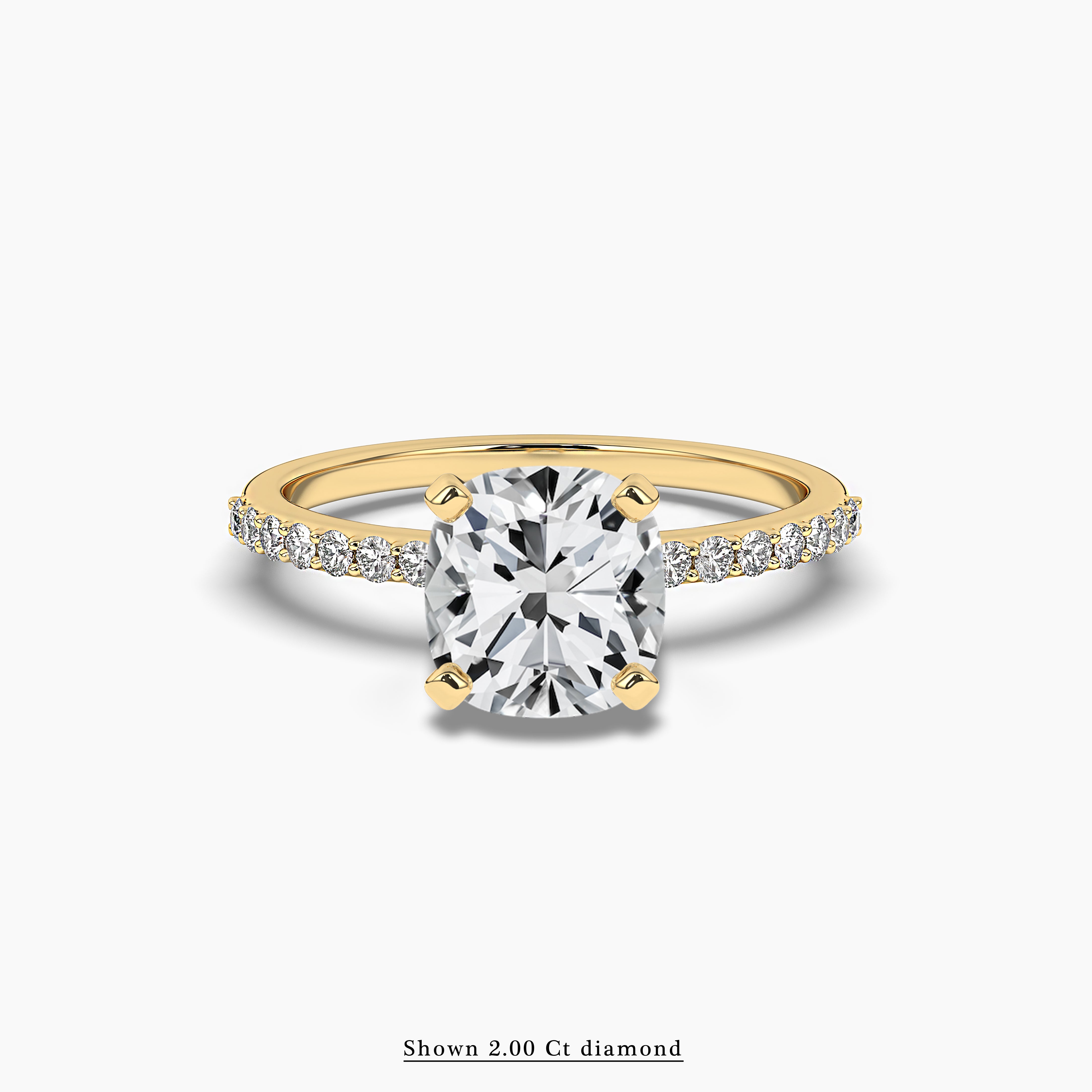 Yellow Gold Cushion Cut Classic Pave Engagement Ring