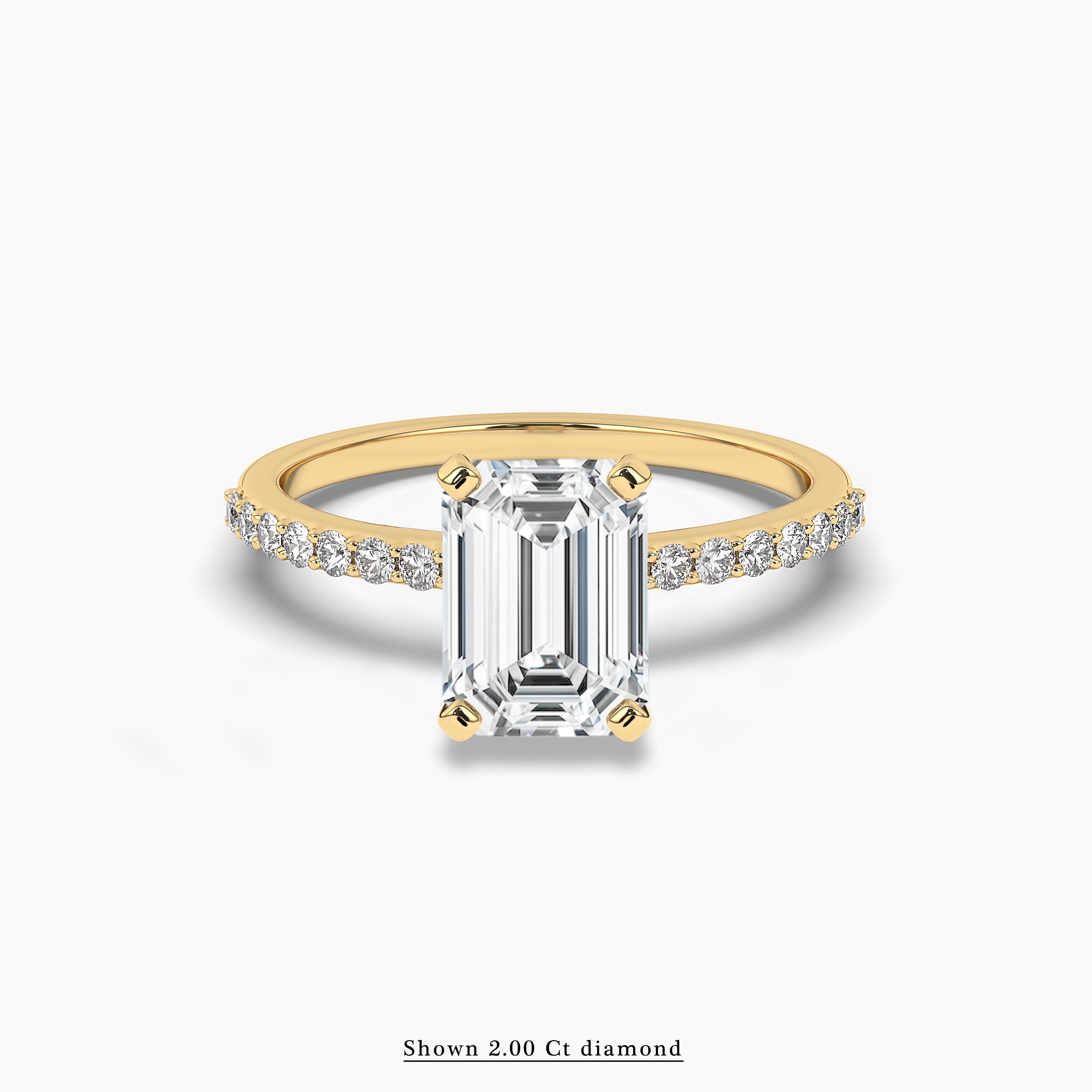 Emerald Cut Classic Pave Diamond Engagement Ring