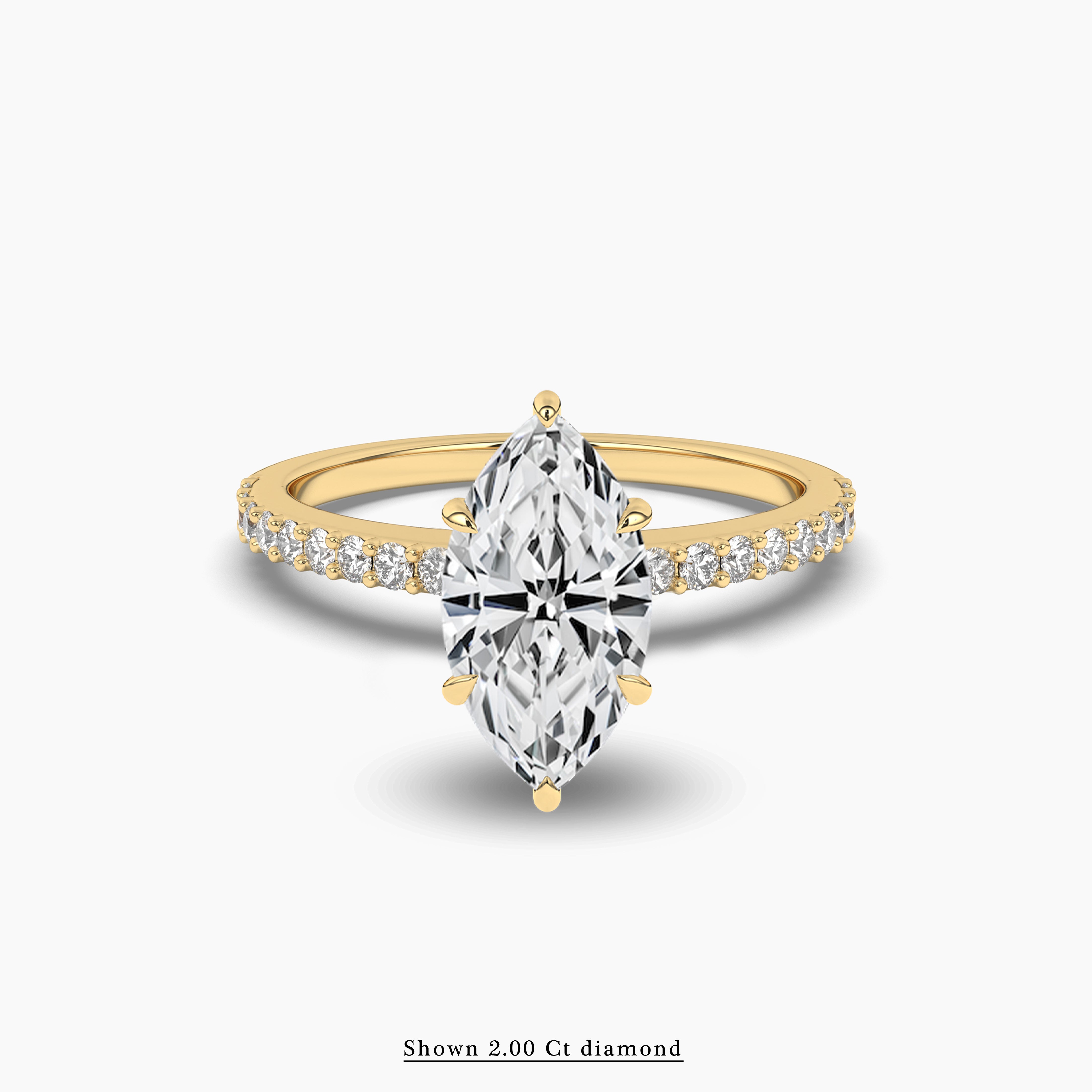 Yellow Gold Marquise Diamond Simple Pave Engagement Ring