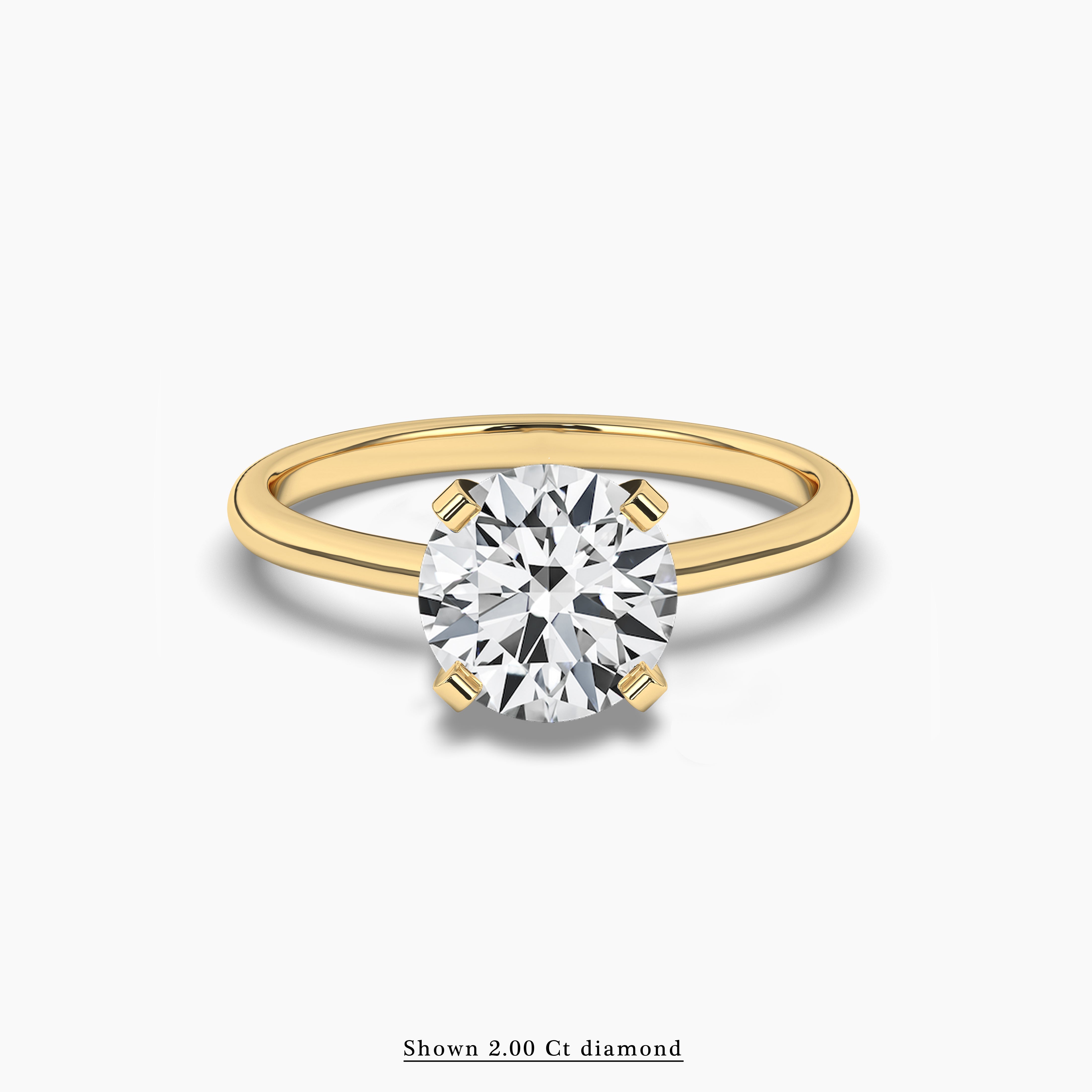 Round cut diamond engagement ring in yellow gold