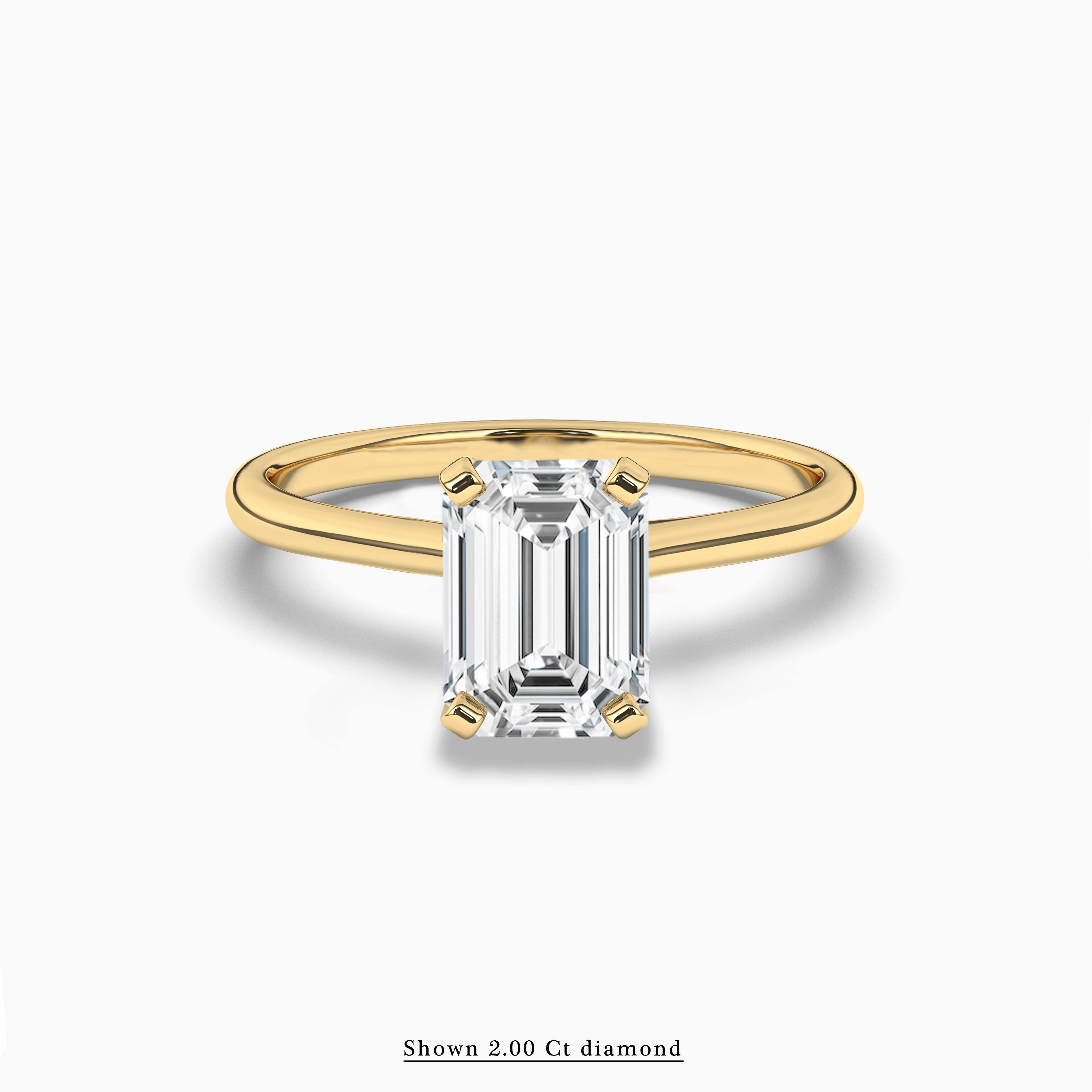 Yellow Gold Emerald cut diamond engagement ring