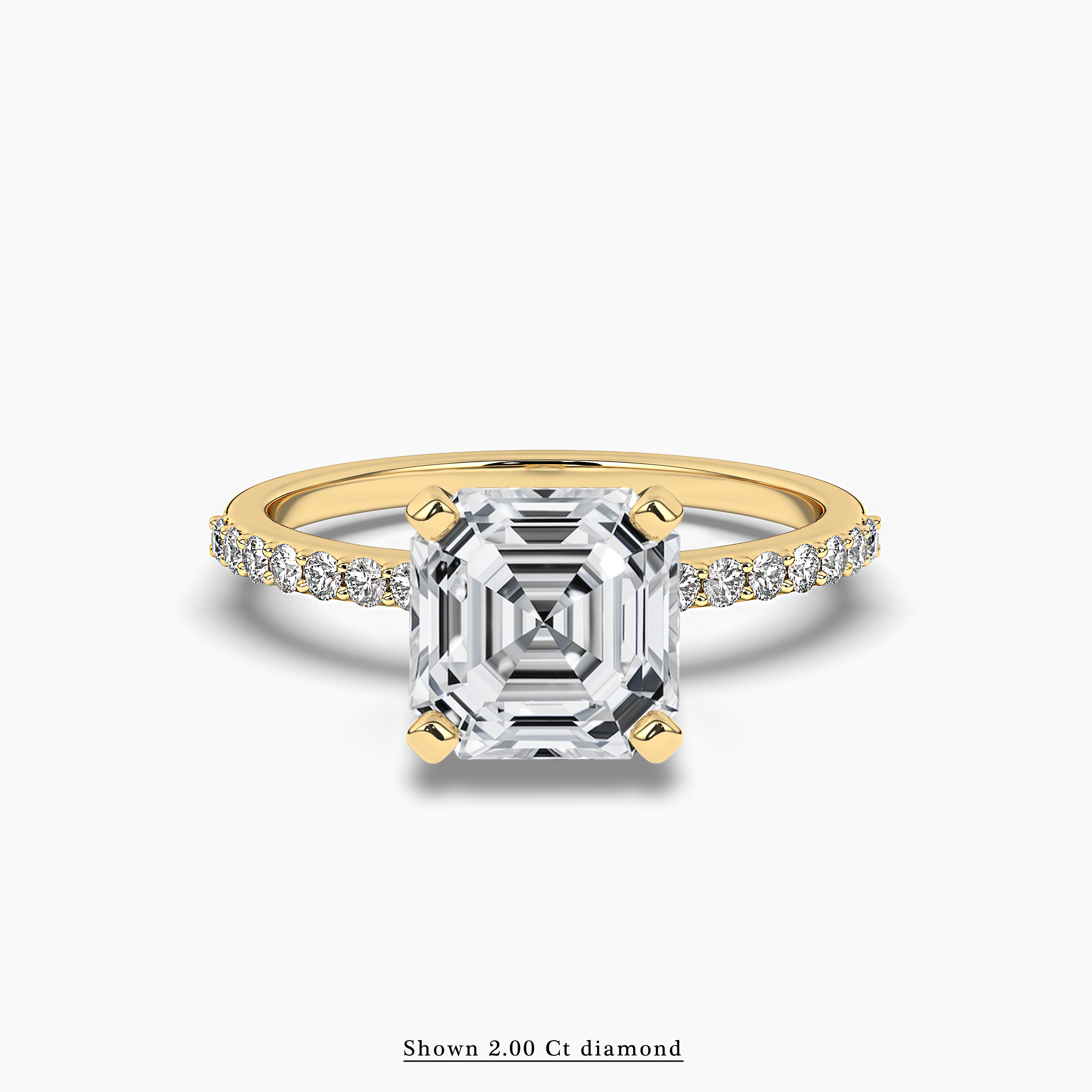 Yellow Gold Asscher Cut Side Stone Engagement Ring