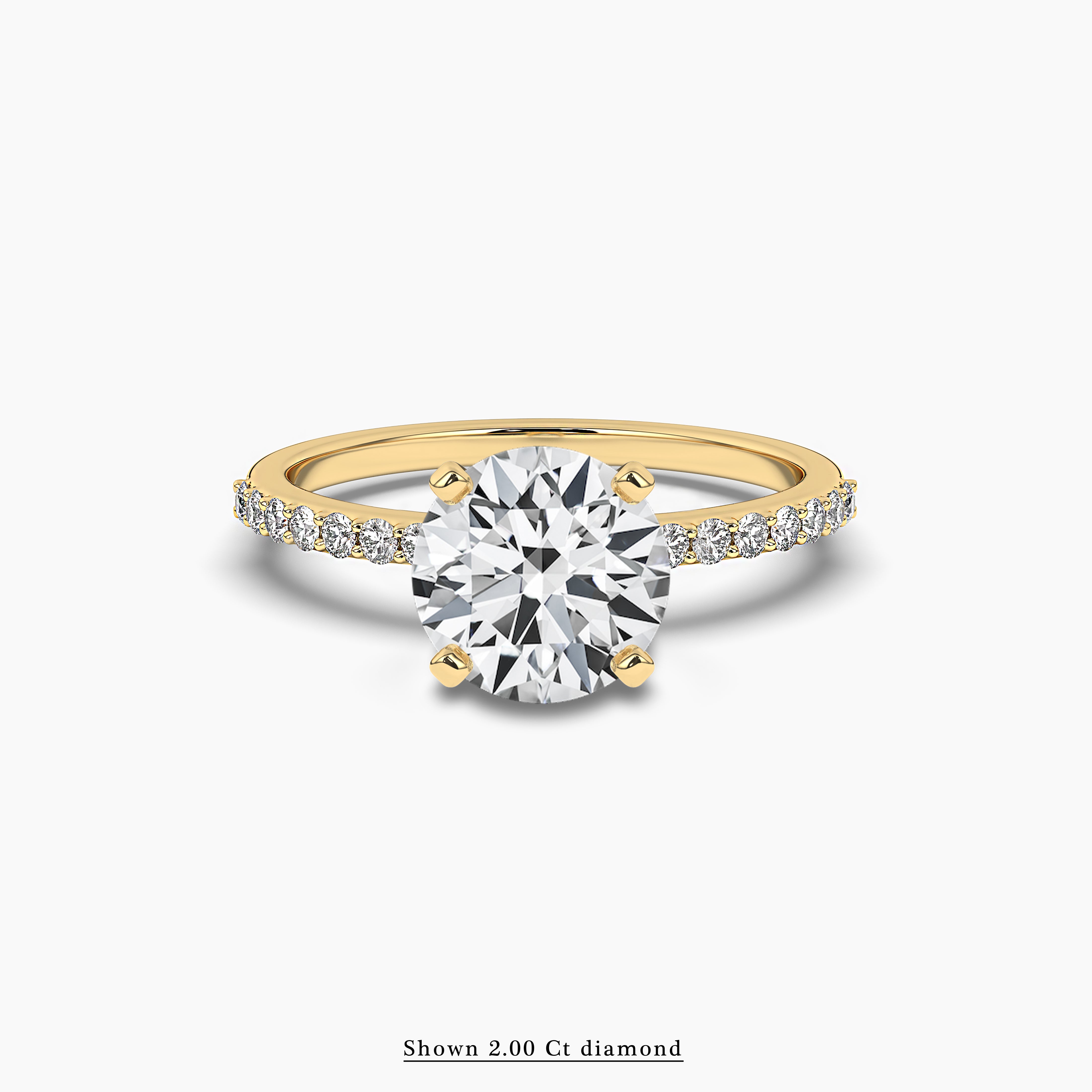 Round Cut Lab Grown Engagement Ring Yellow Gold