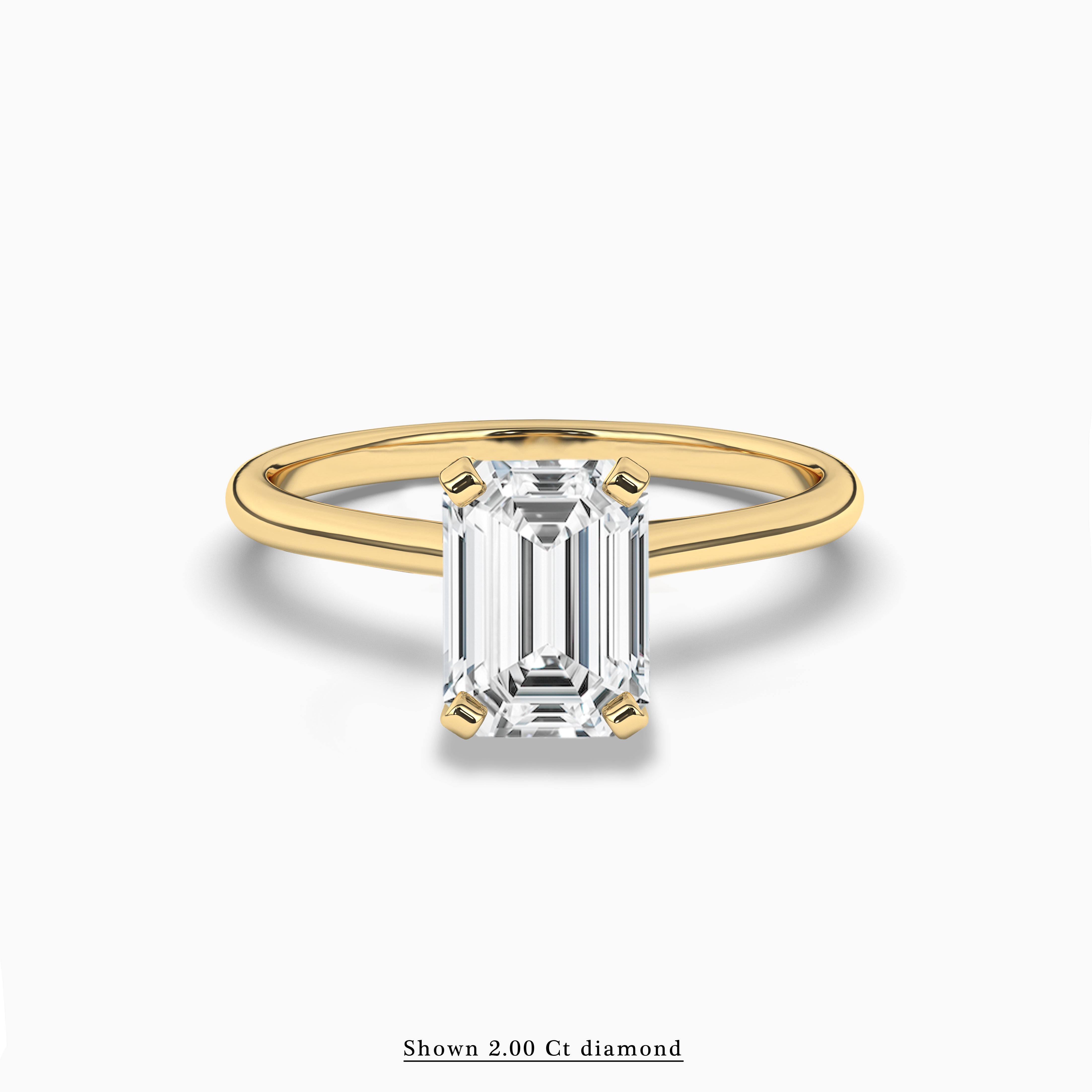 Yellow Gold Emerald cut diamond engagement ring 