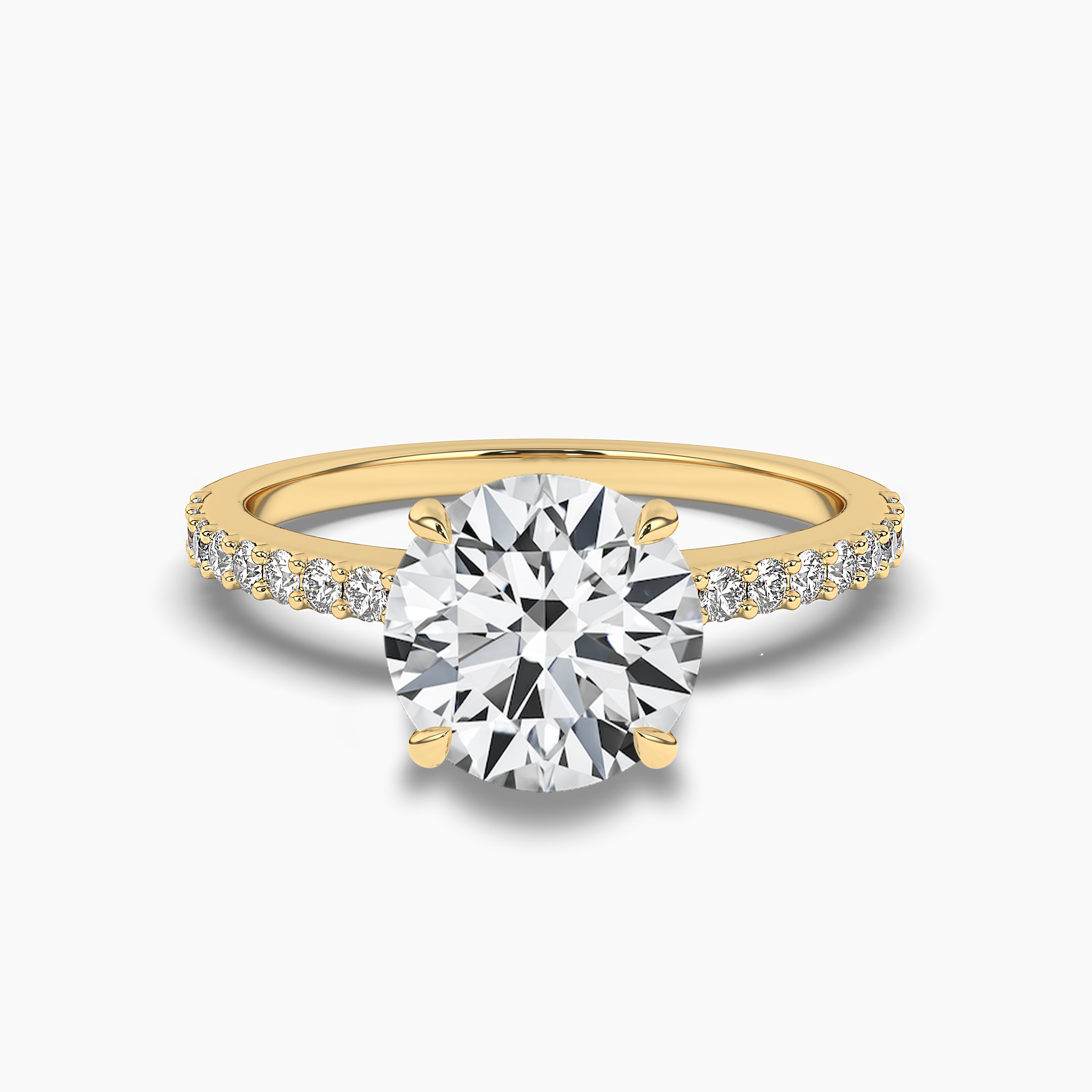 3ct Round Brilliant Cut Moissanite Solitaire with Side Accent Stone