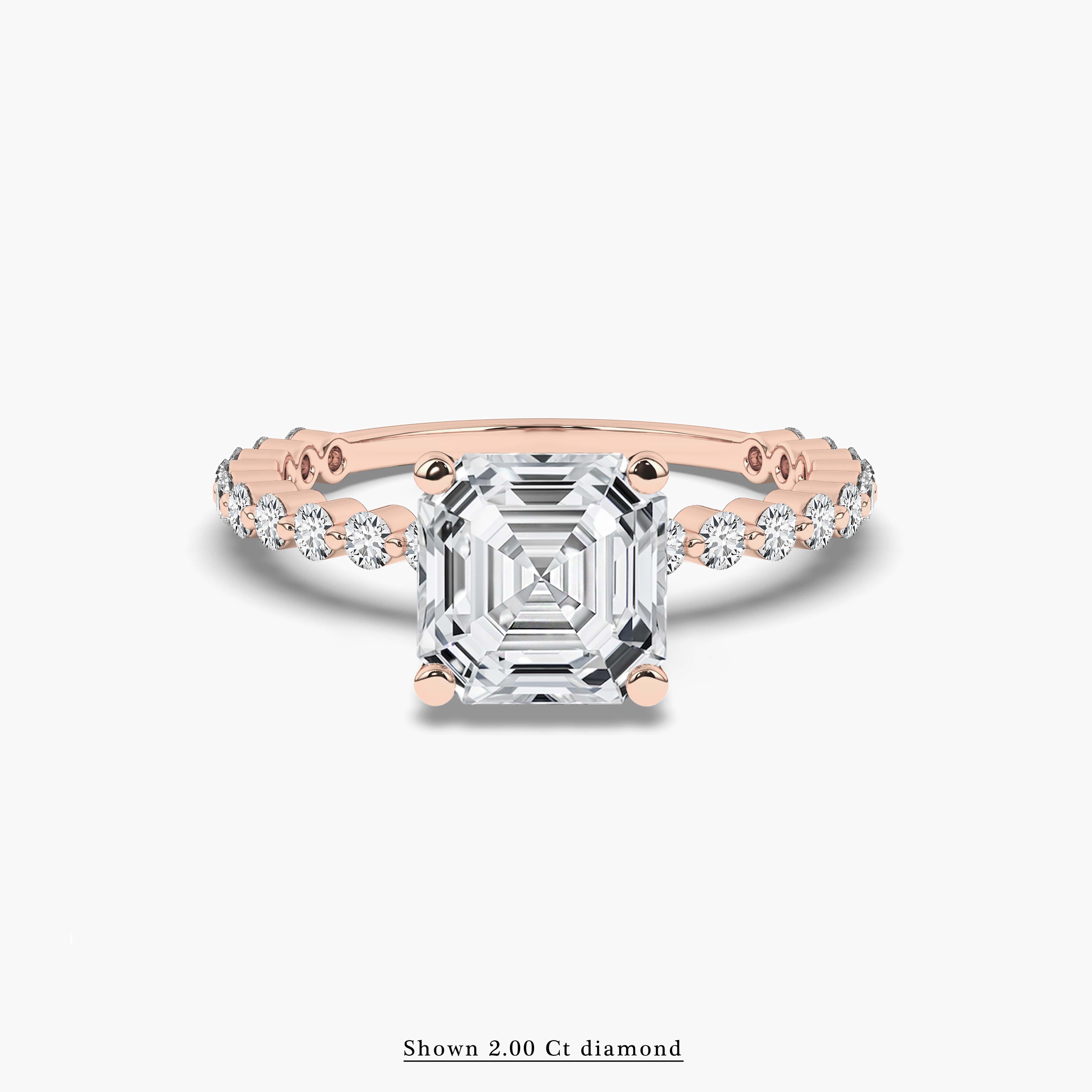 Rose Gold Custom Diamond Engagement Ring With Side Stone For Woman