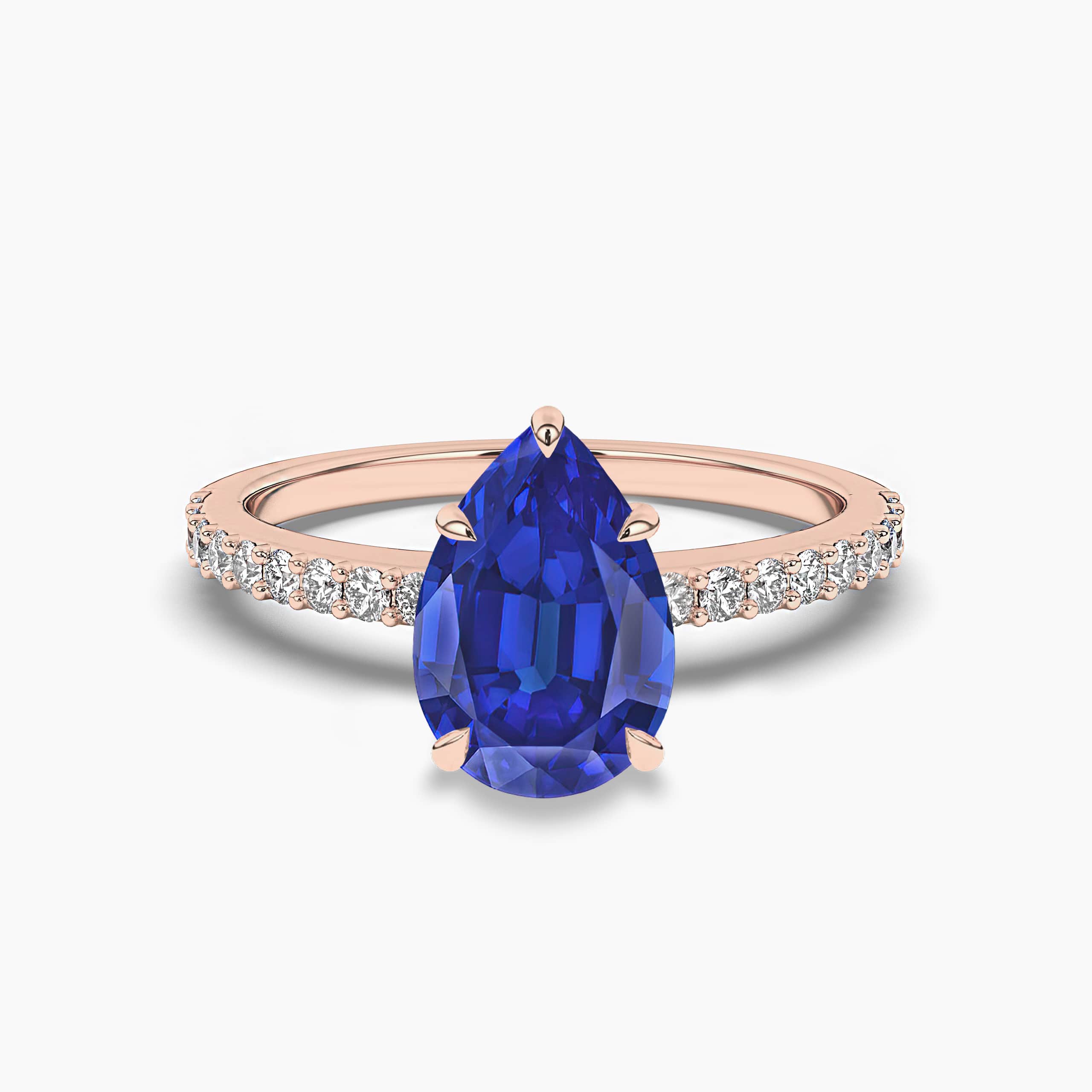 Pear Cut Blue Sapphire & Diamond Engagement