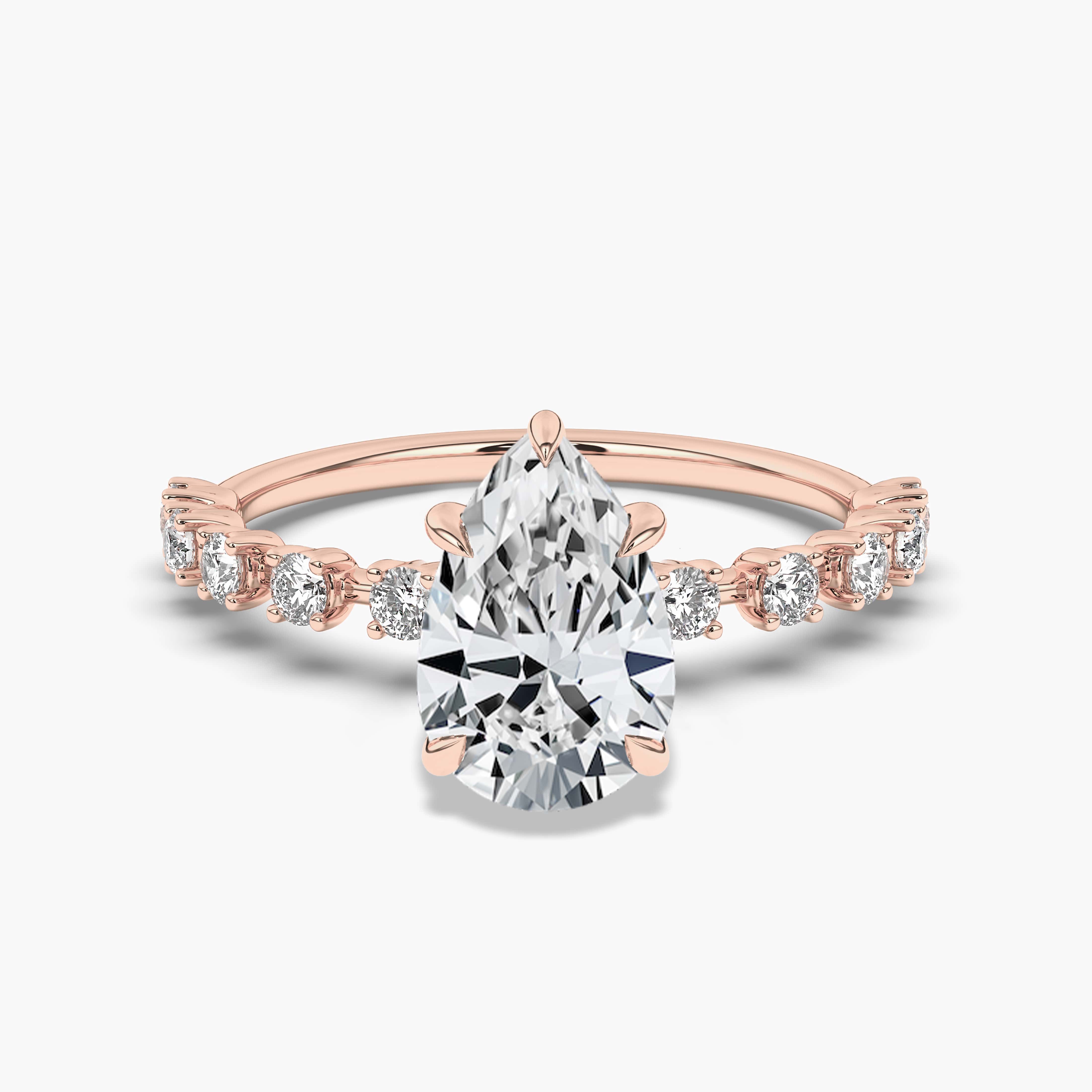 2.00carat Pear engagement rings gold in rose gold