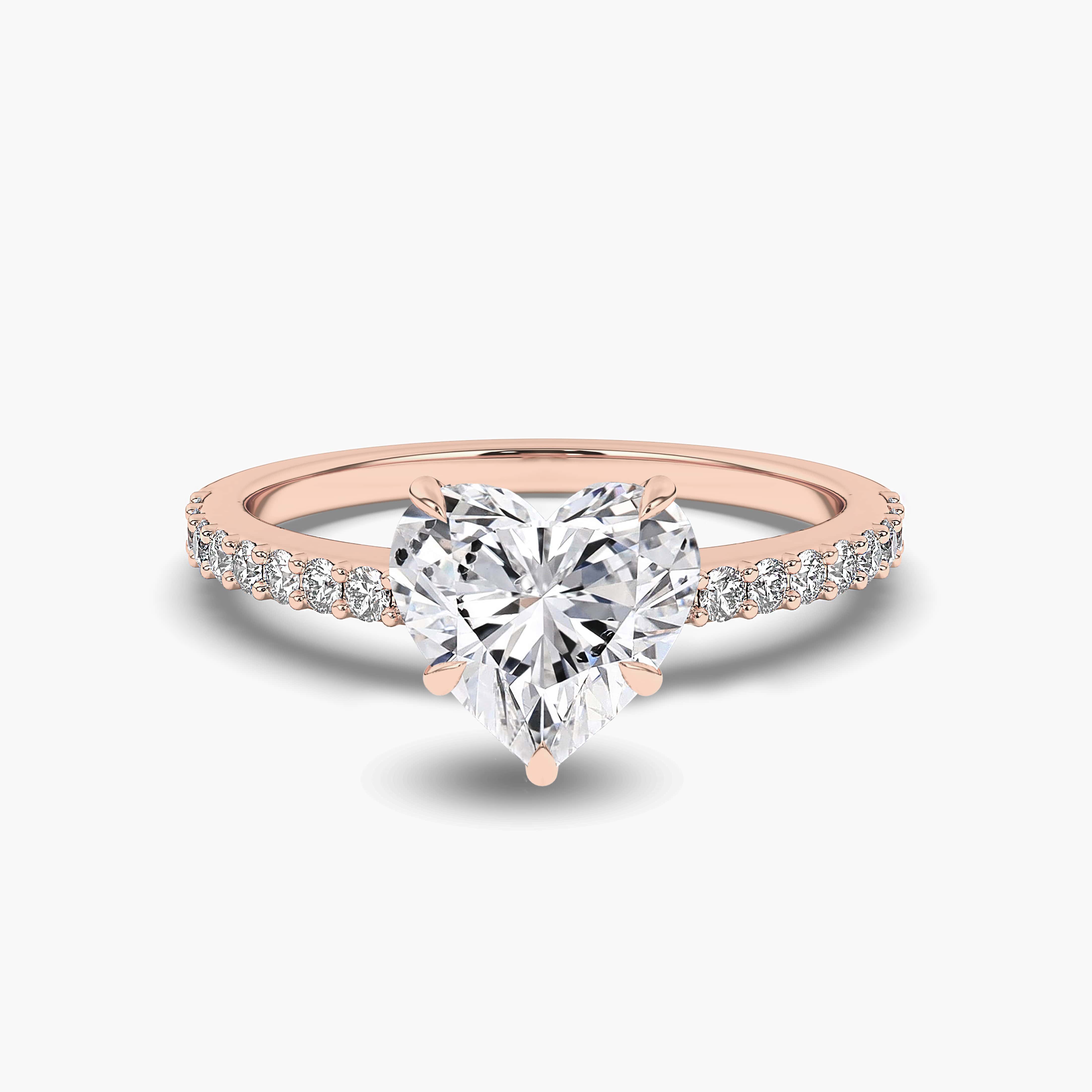 2.00ct heart shaped diamond rose gold engagement ring