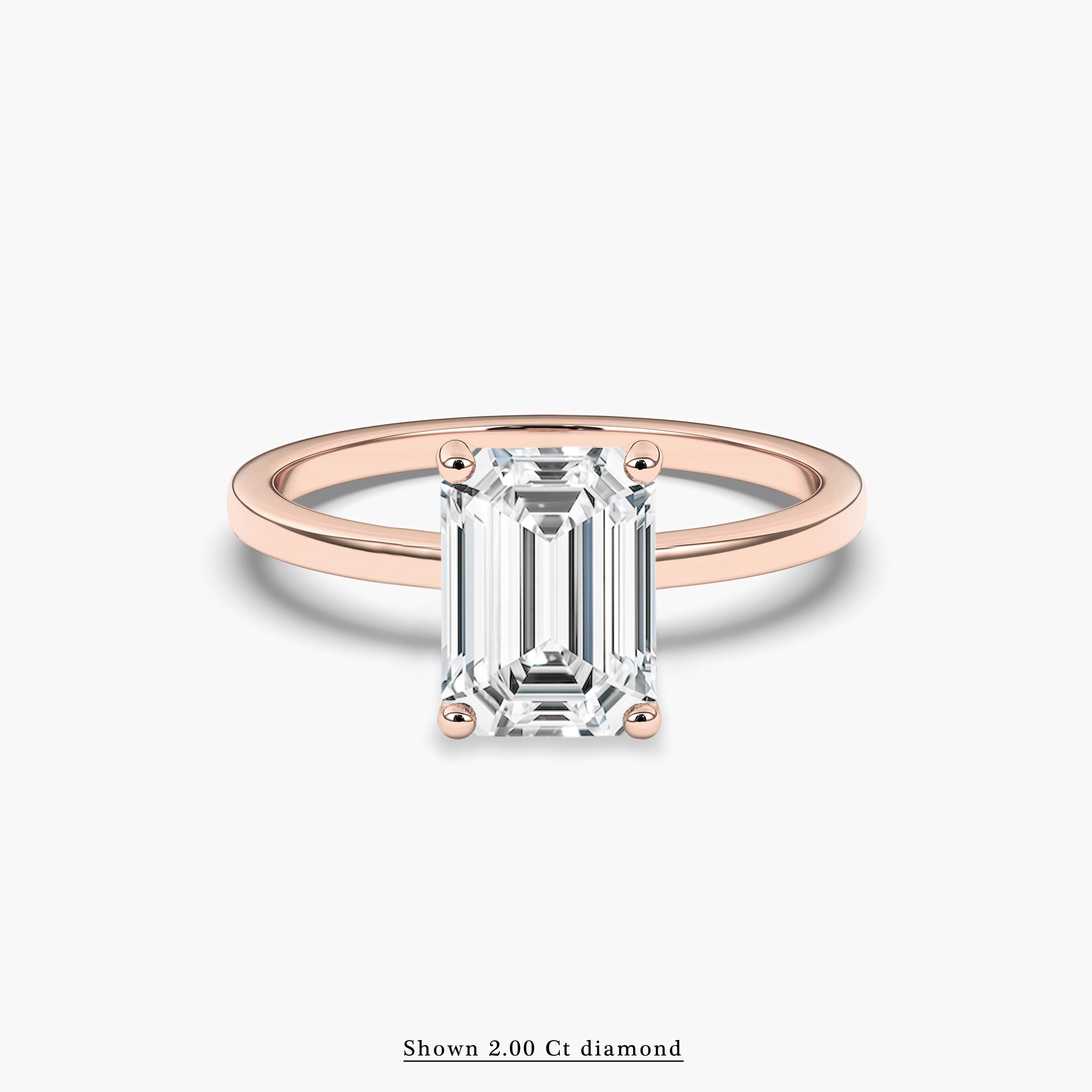 Rose Gold Emerald Cut Solitaire Engagement Ring