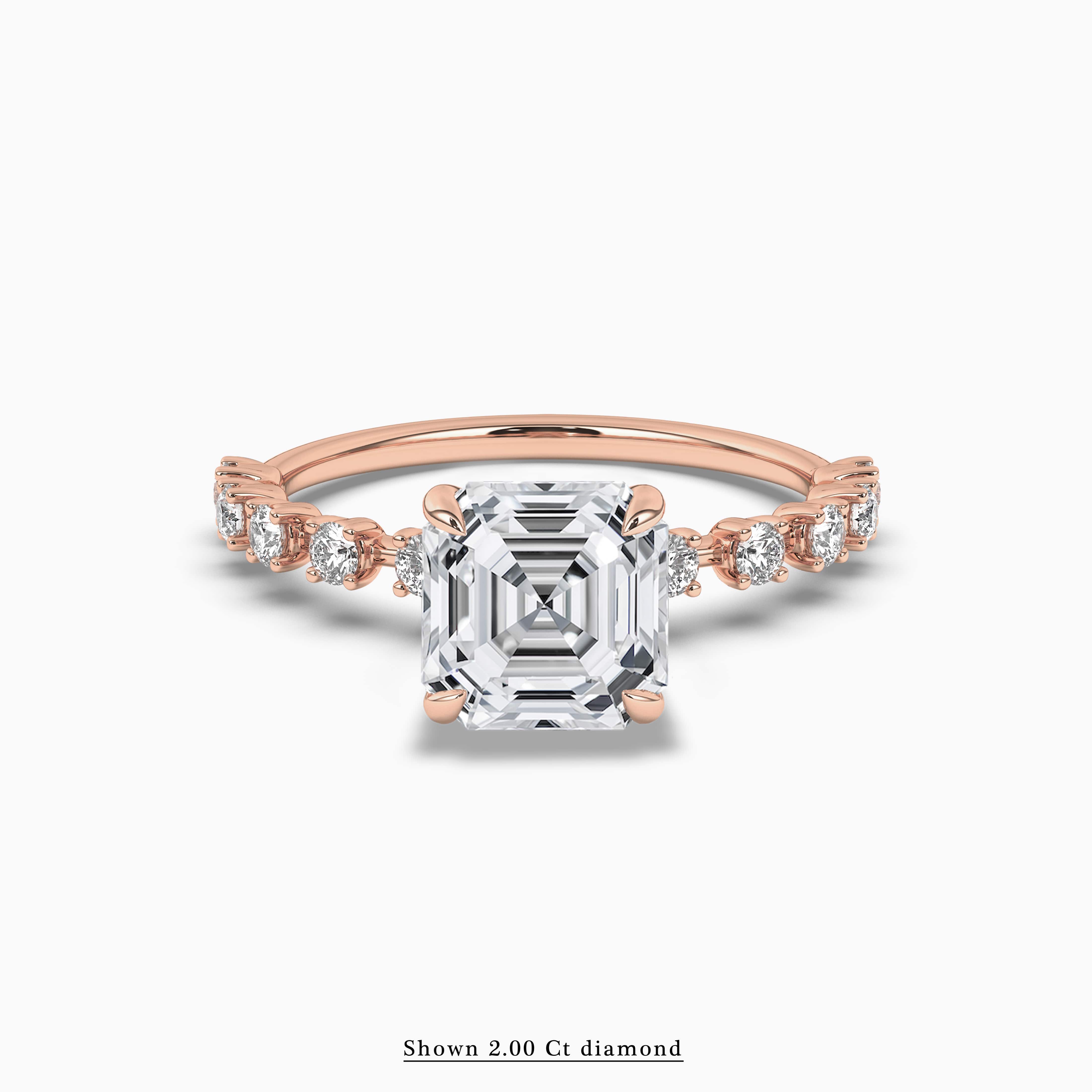 Asscher Cut Side Stone Diamond Engagement Ring