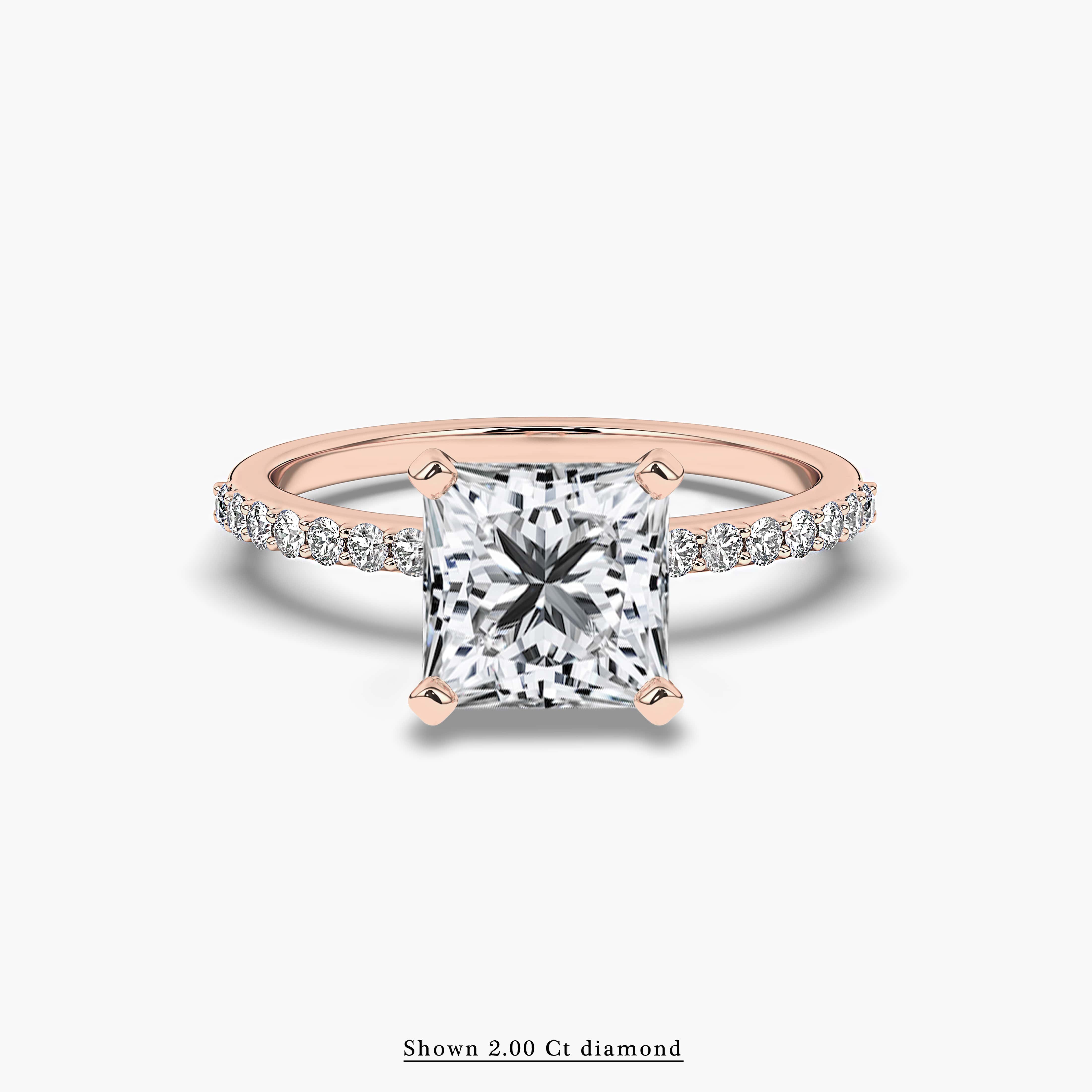 2.00 ct Princess Cut French Pave Engagement Ring