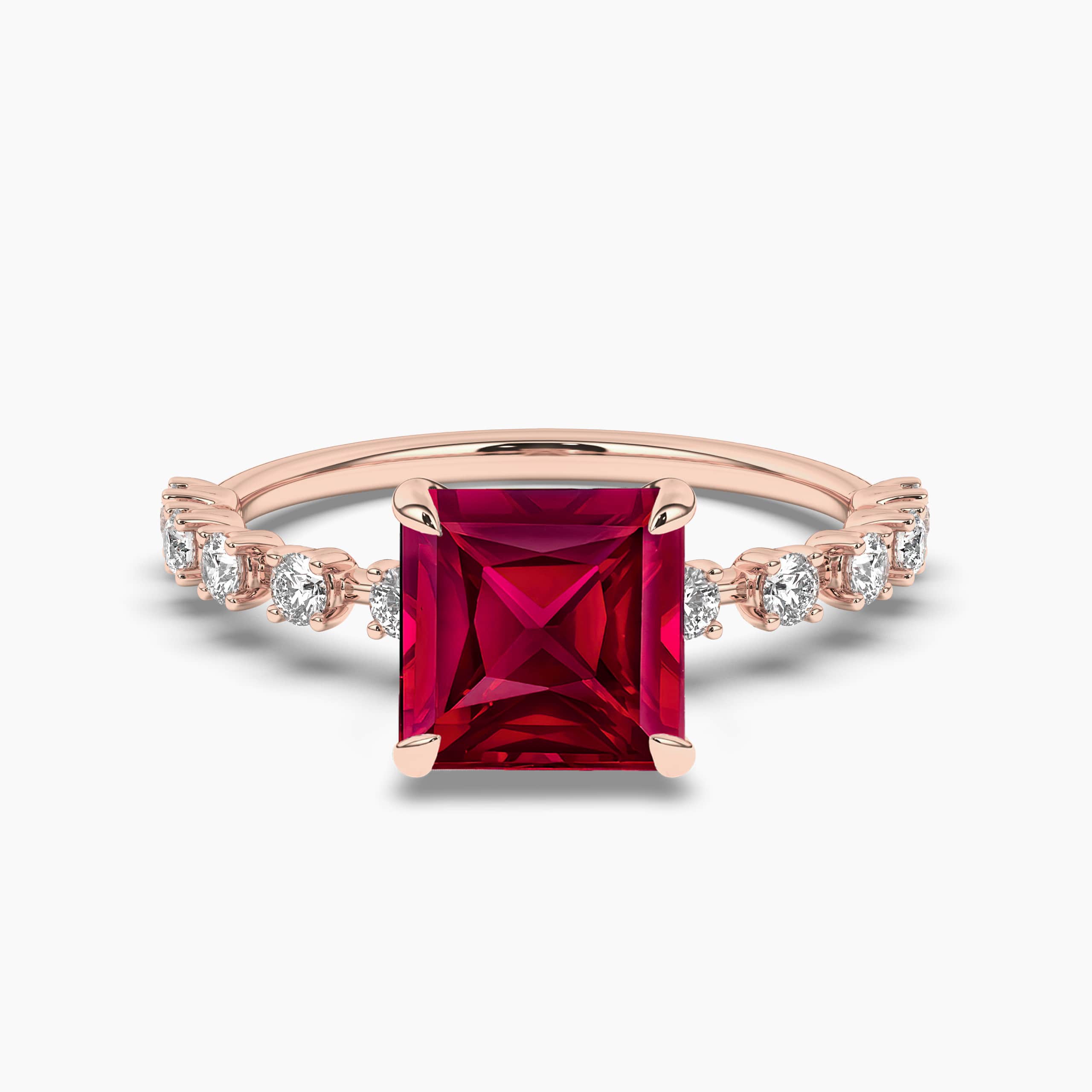 Red Ruby and Diamond Engagement Ring in Rose Gold for Women on Sale