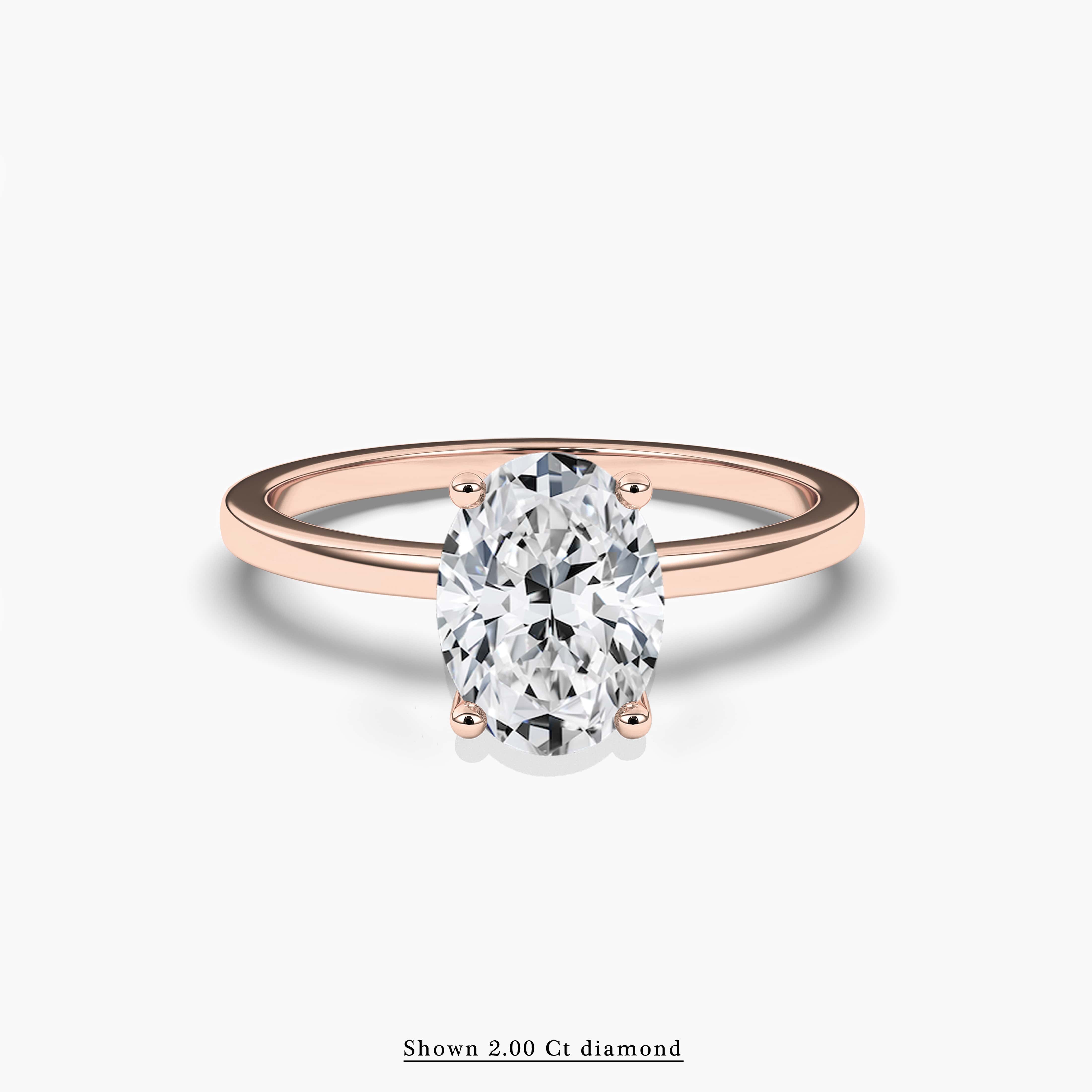 oval diamond ring gold band in 2 carat