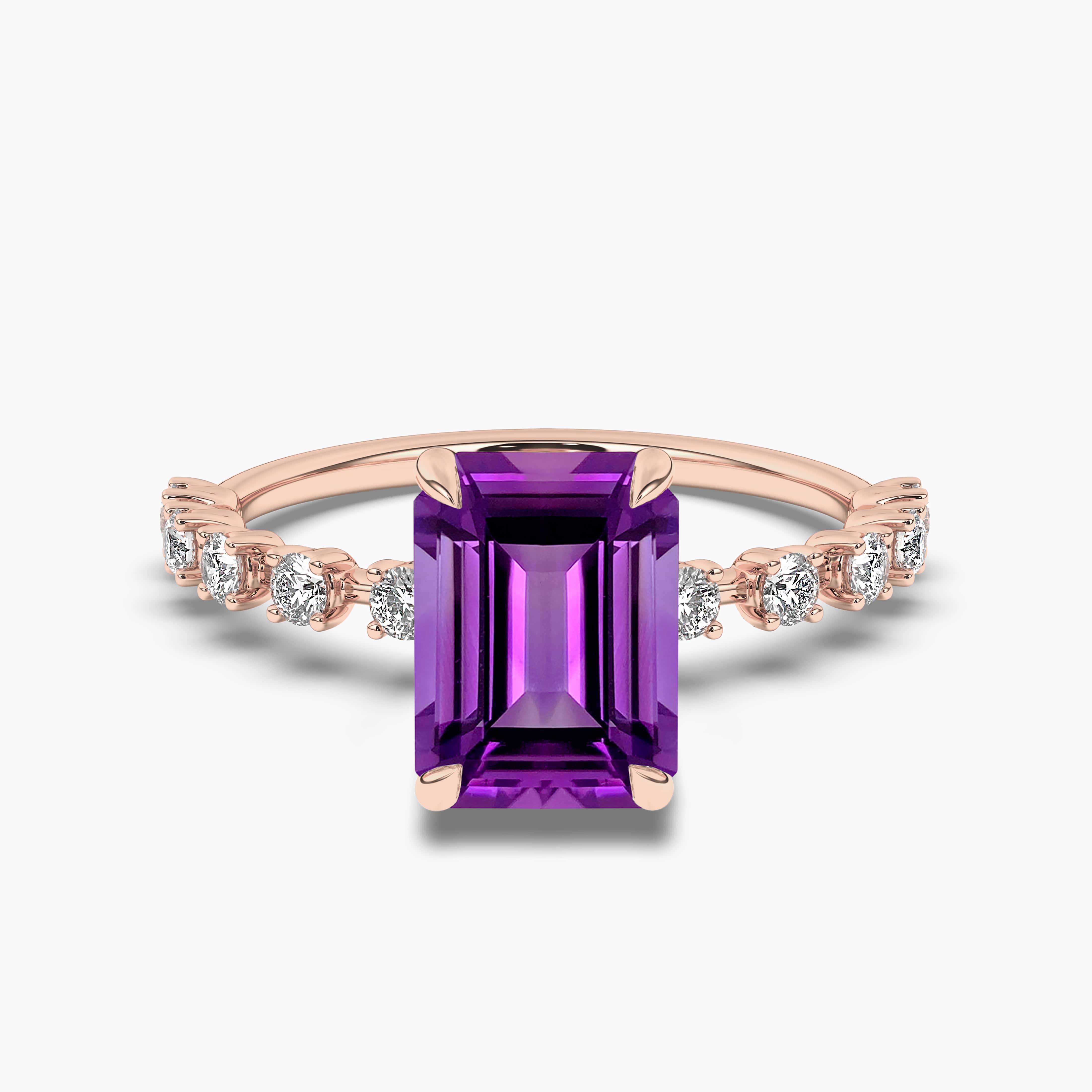 rose gold natural amethyst gemstone wedding ring