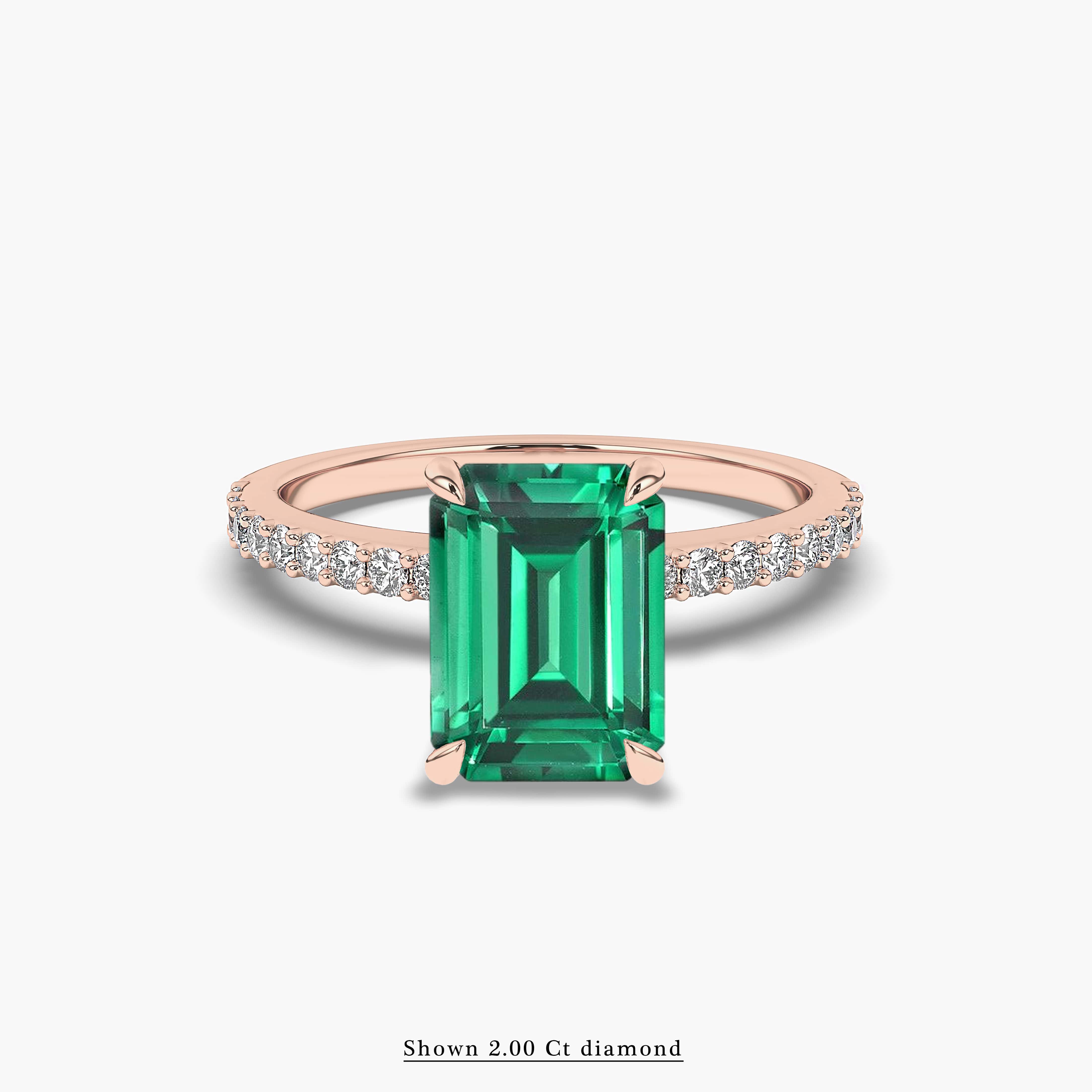 Emerald Engagement Ring in rose gold