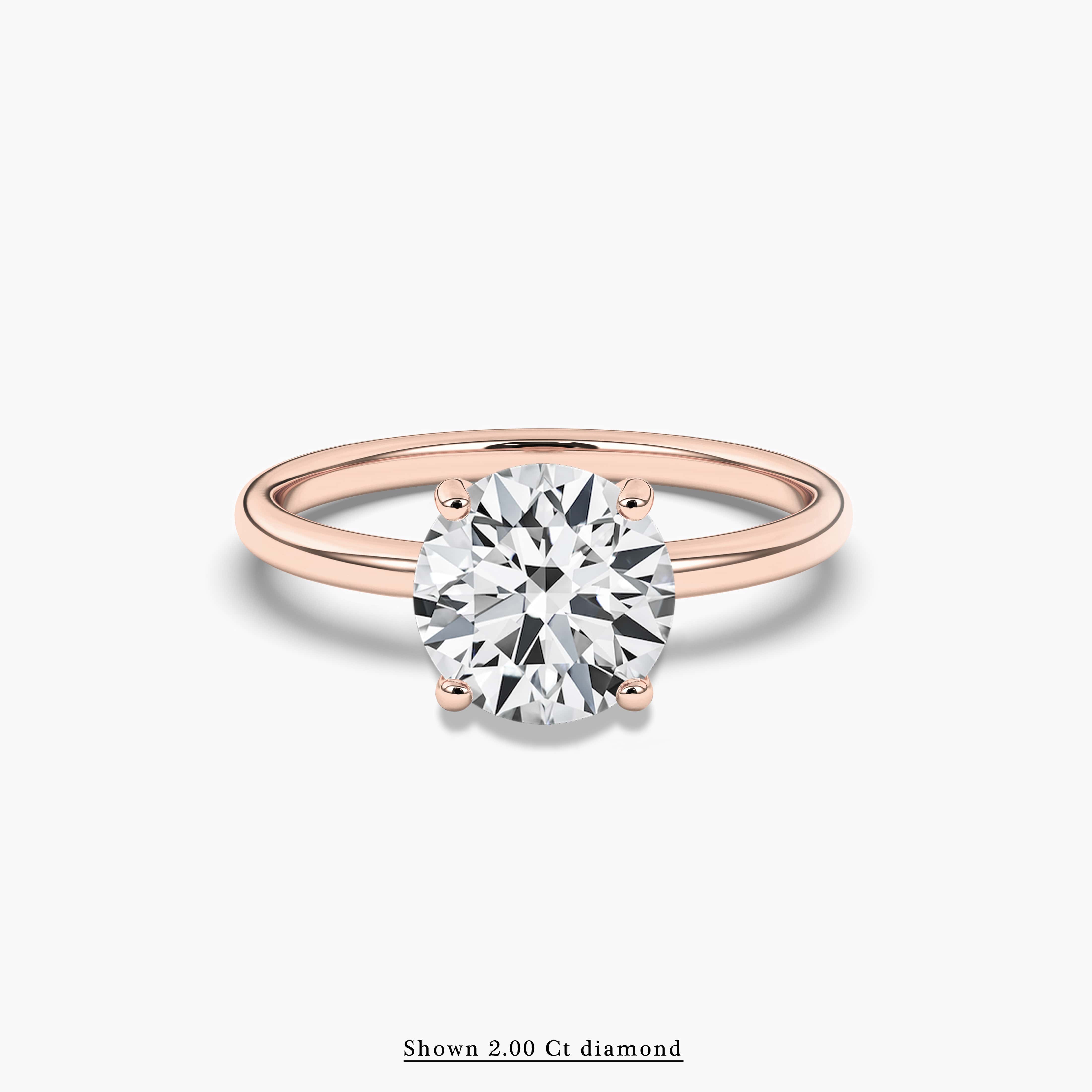2.00 ct Round Shaped Solitaire Engagement Ring in Rose Gold