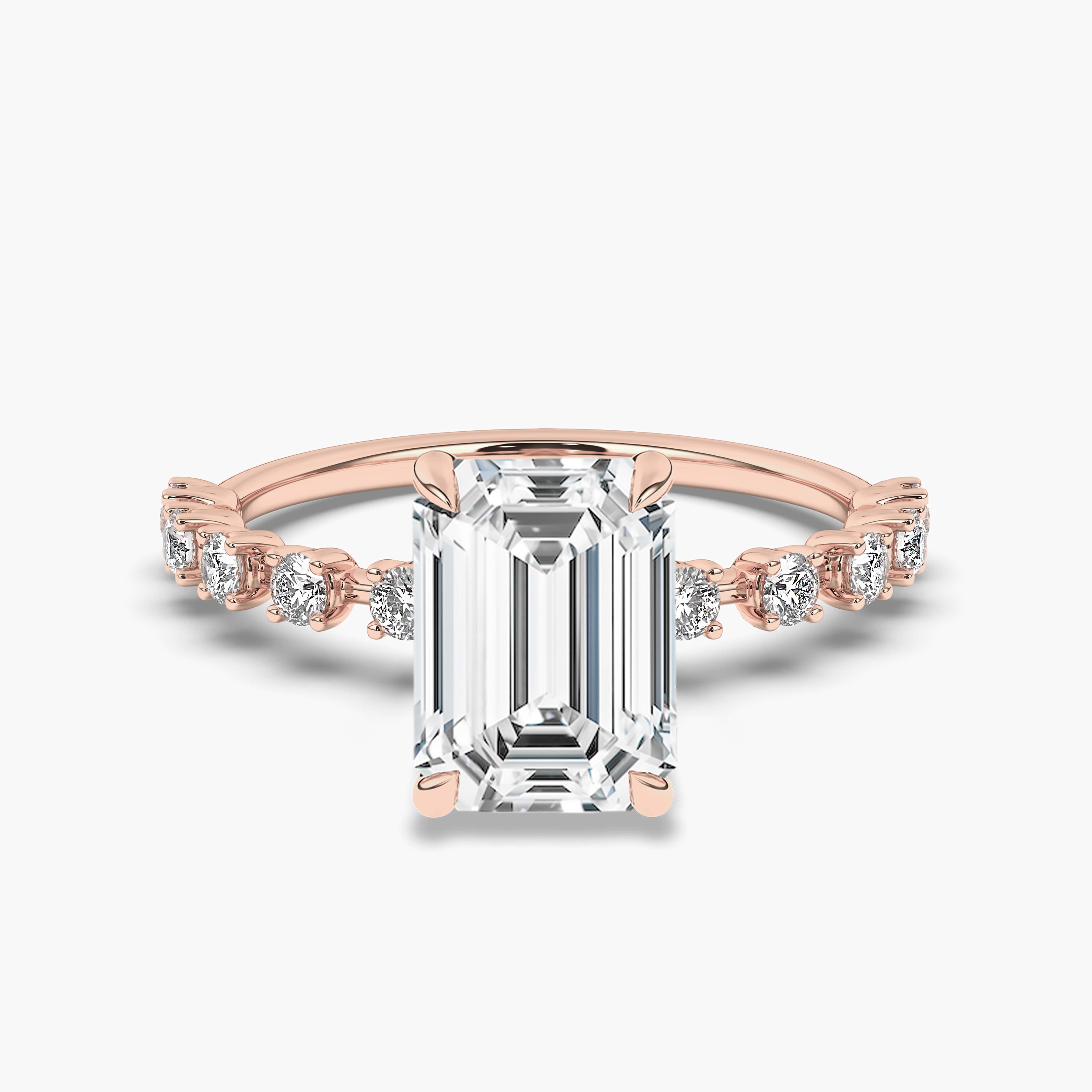 2.00ct emerald cut rose gold engagement ring