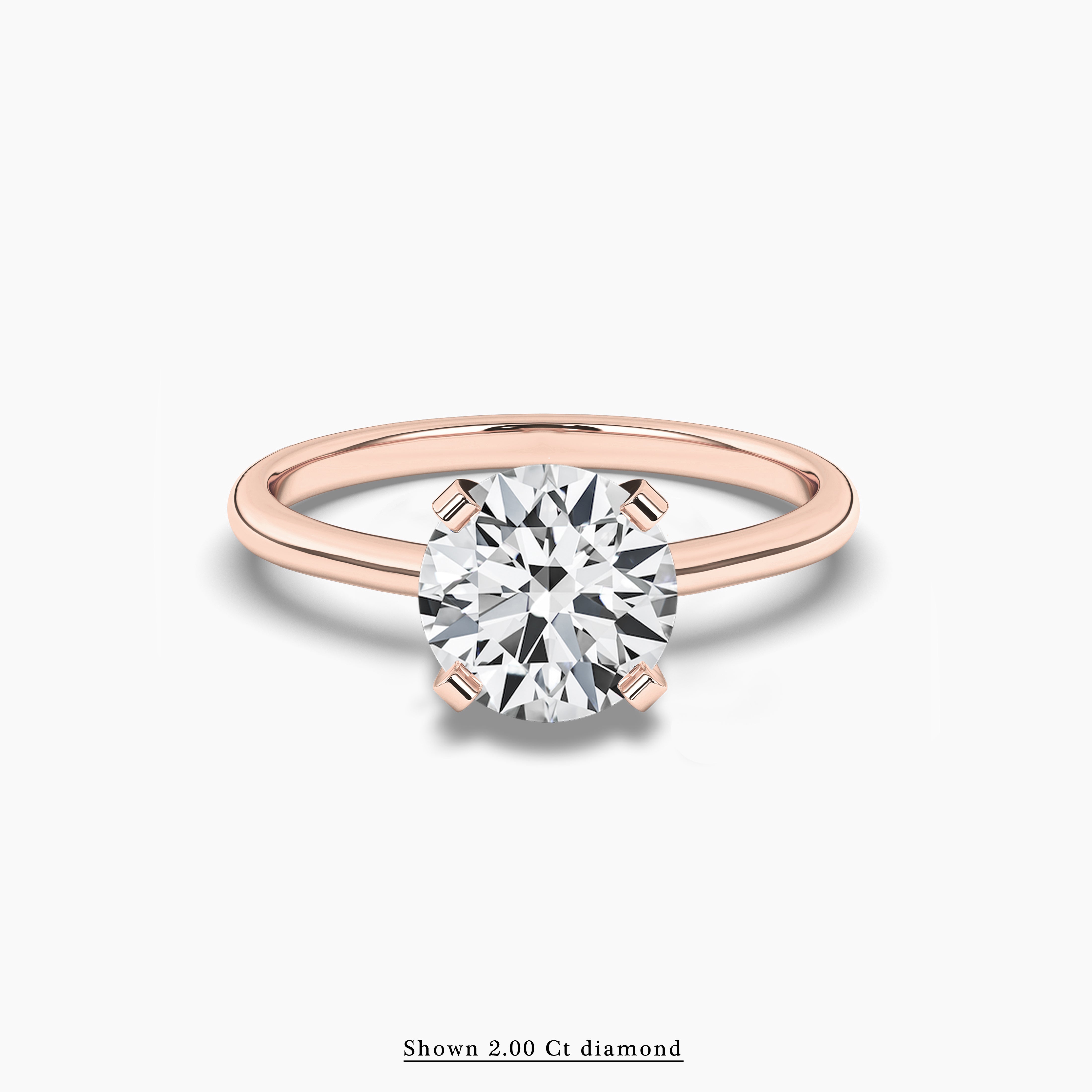 rose gold round shape diamond solitaire ring