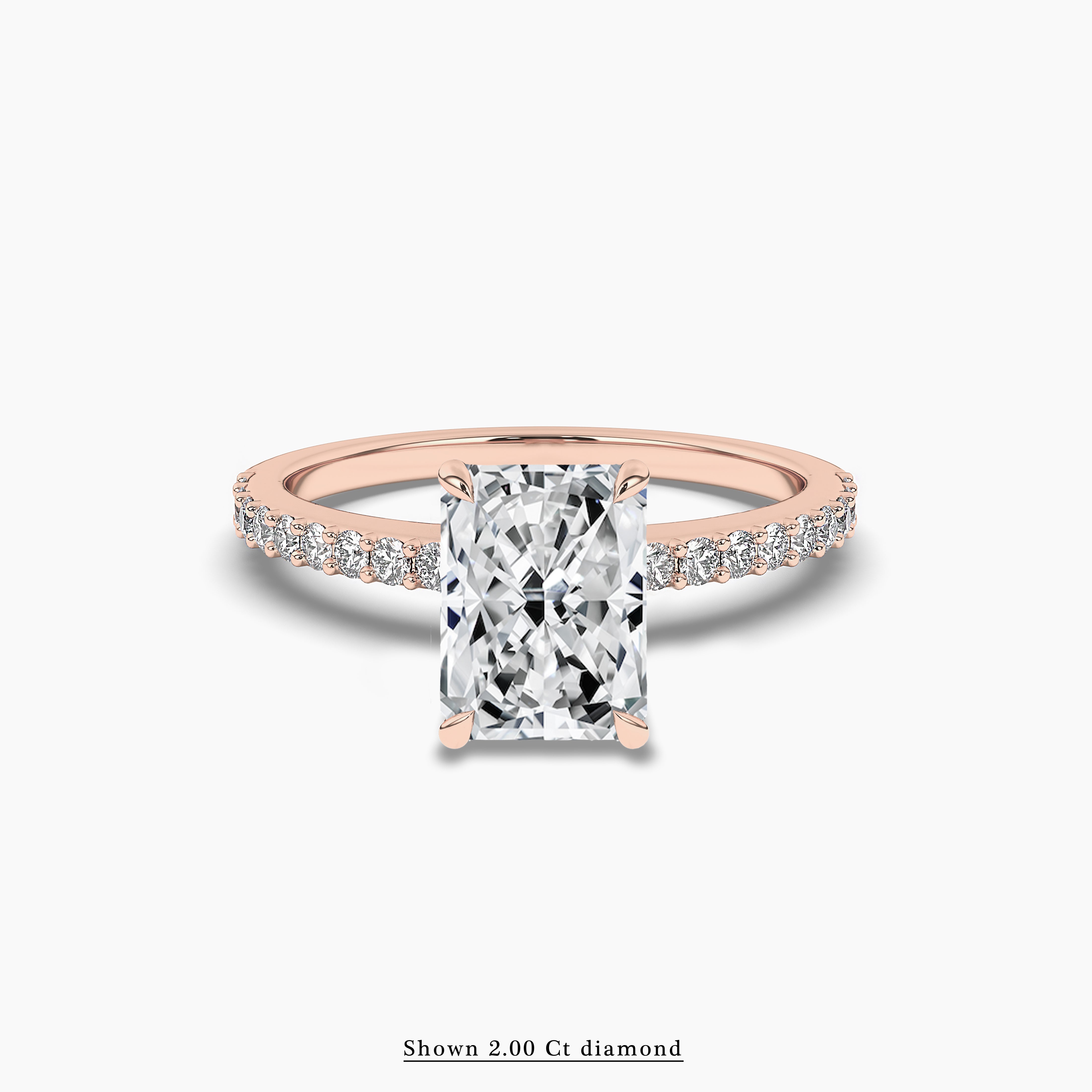 elongated radiant cut engagement rings