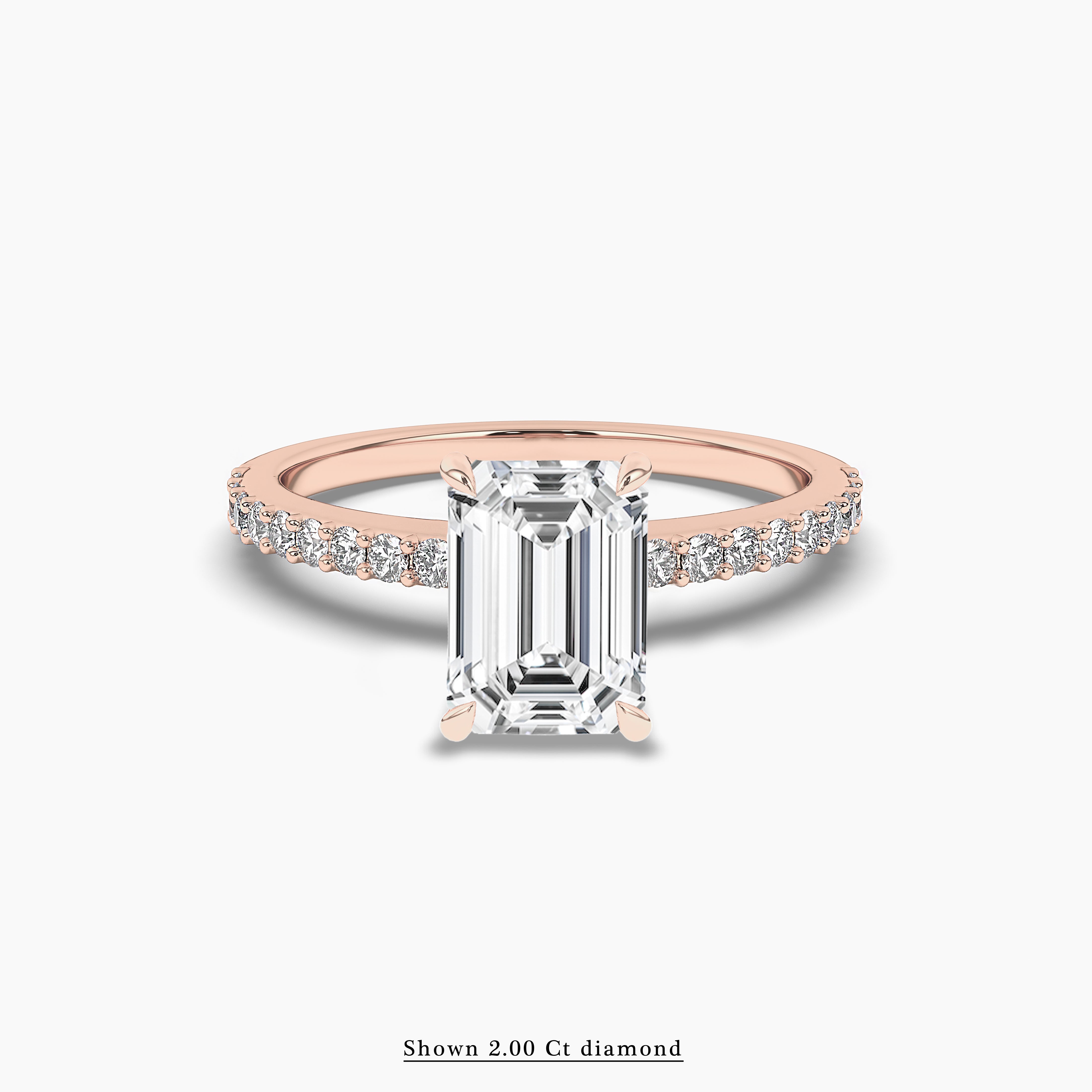 emerald cut diamond side stones ring