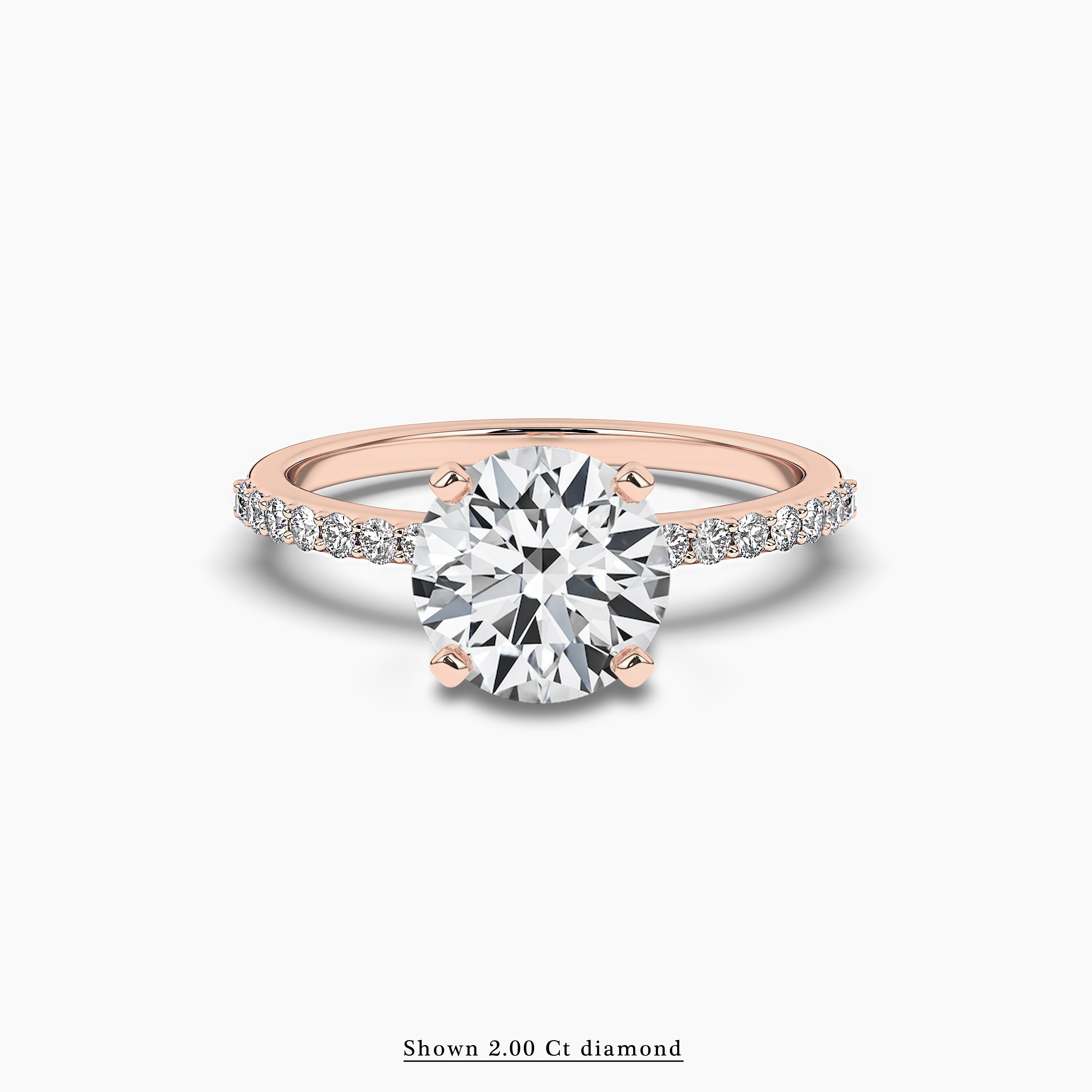 Round Cut Engagement Ring Side Stones Moissanite In Rose Gold