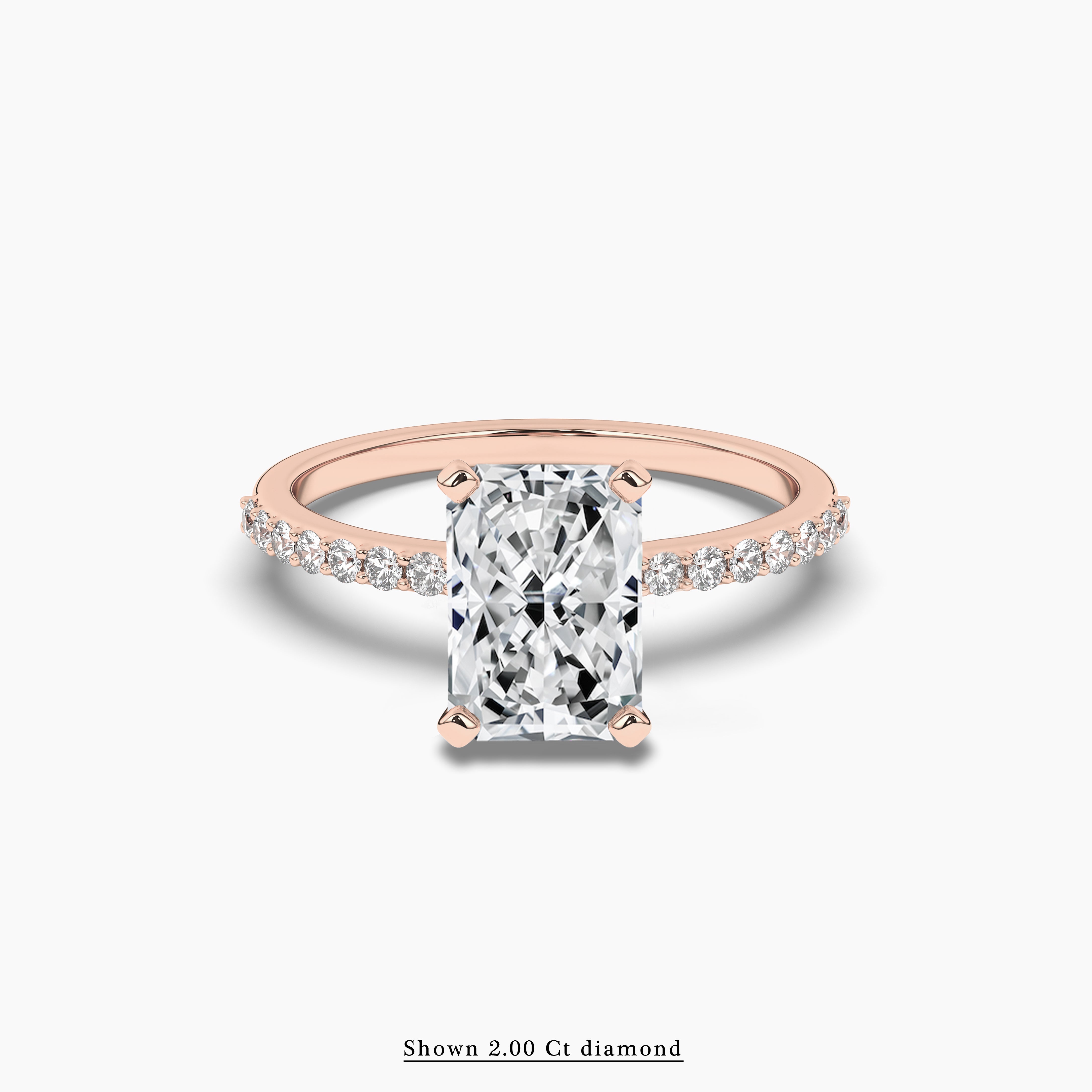 Radiant Cut Diamond Engagement Ring With Round Shape Side Stones