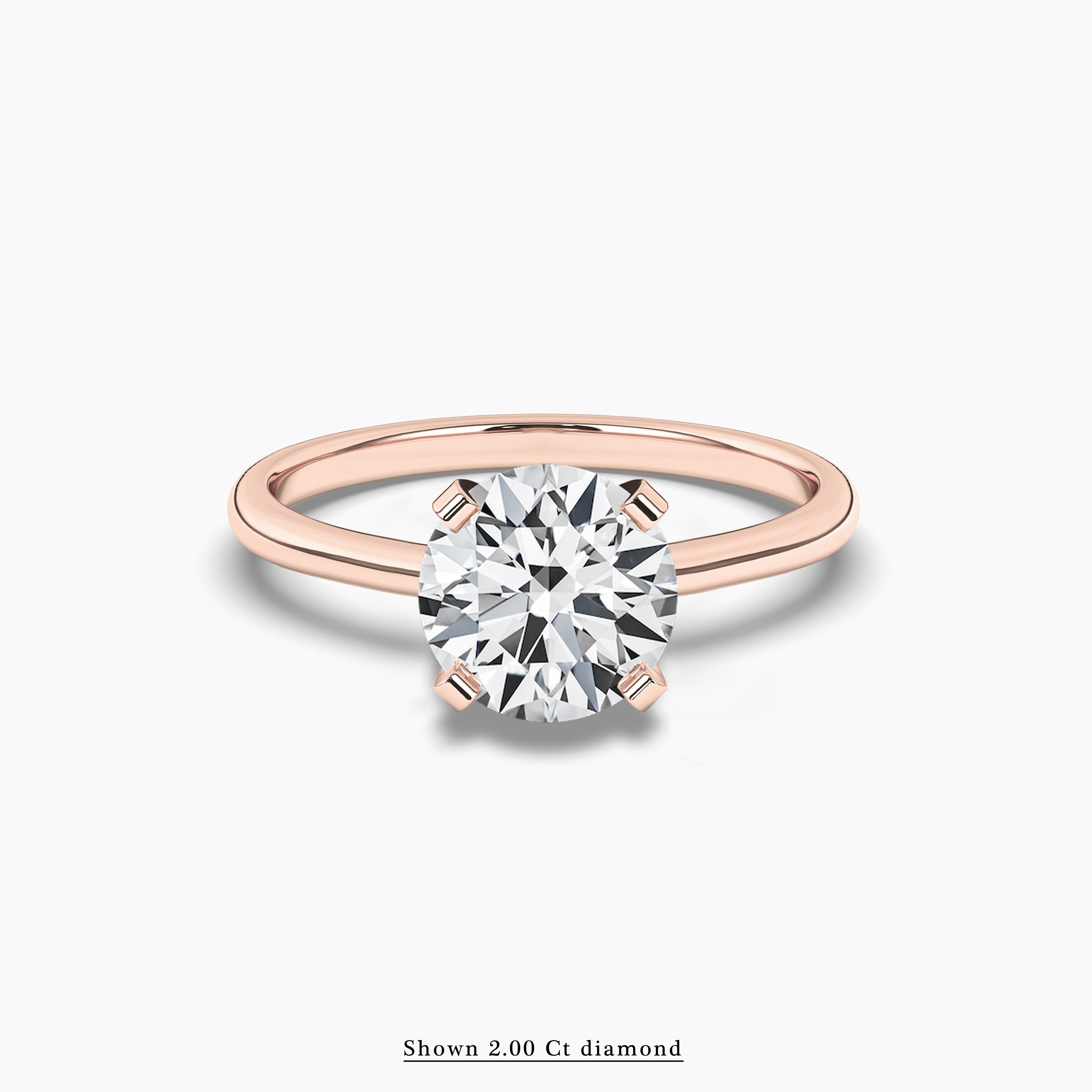 rose gold round shape diamond solitaire ring  