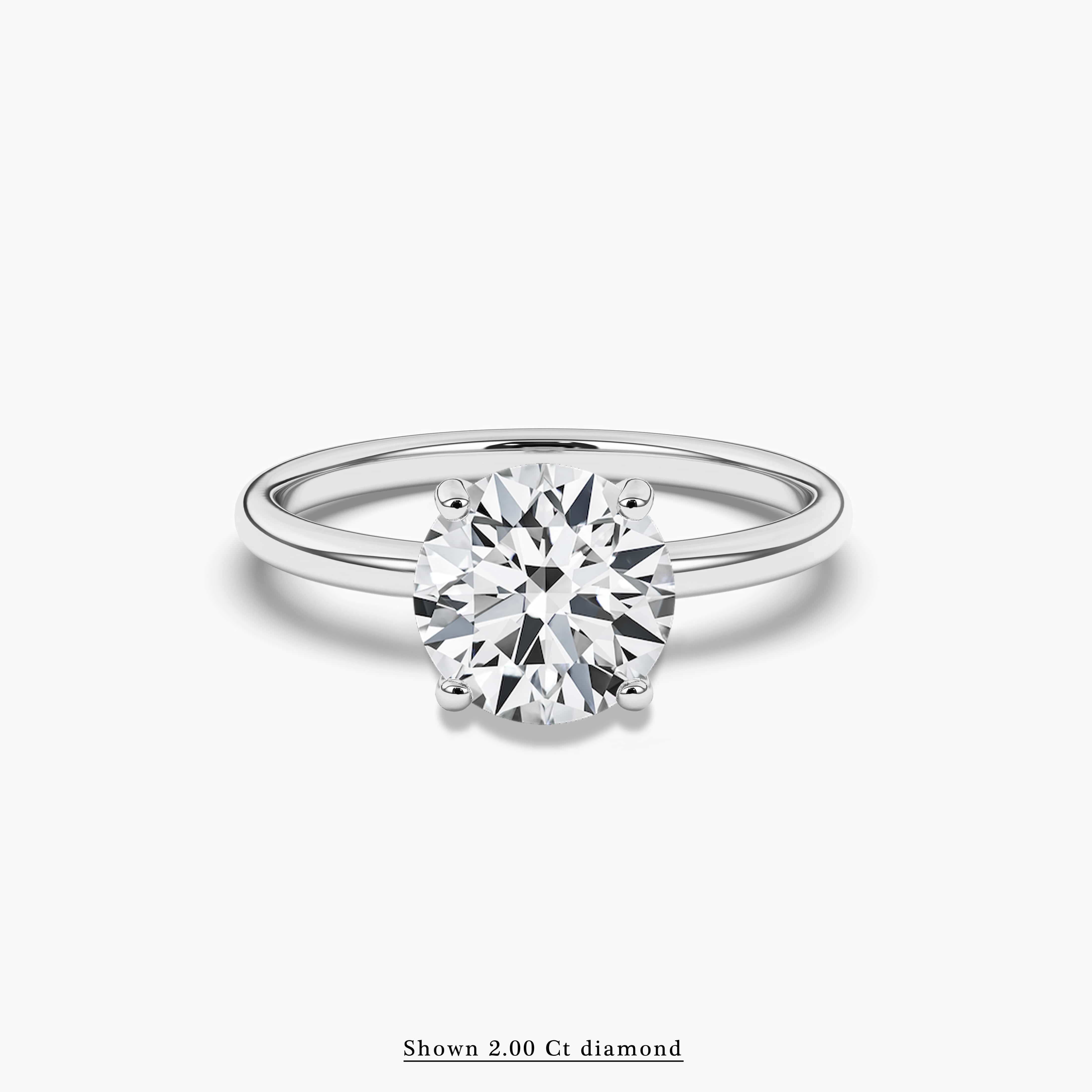 Round Shaped Solitaire Engagement Ring in White Gold