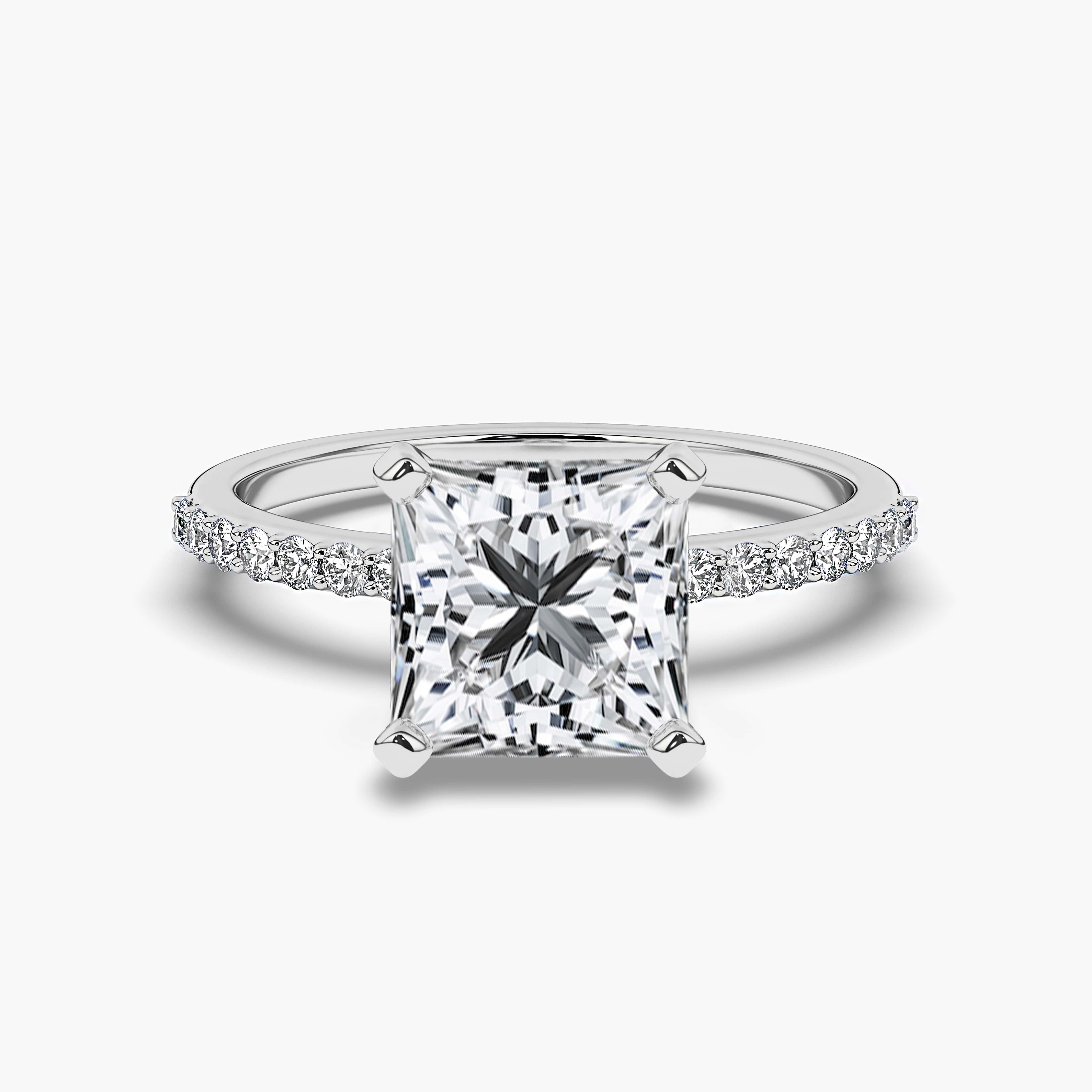 2ct Princess Cut Solitaire Diamond Split Shank White Gold Ring