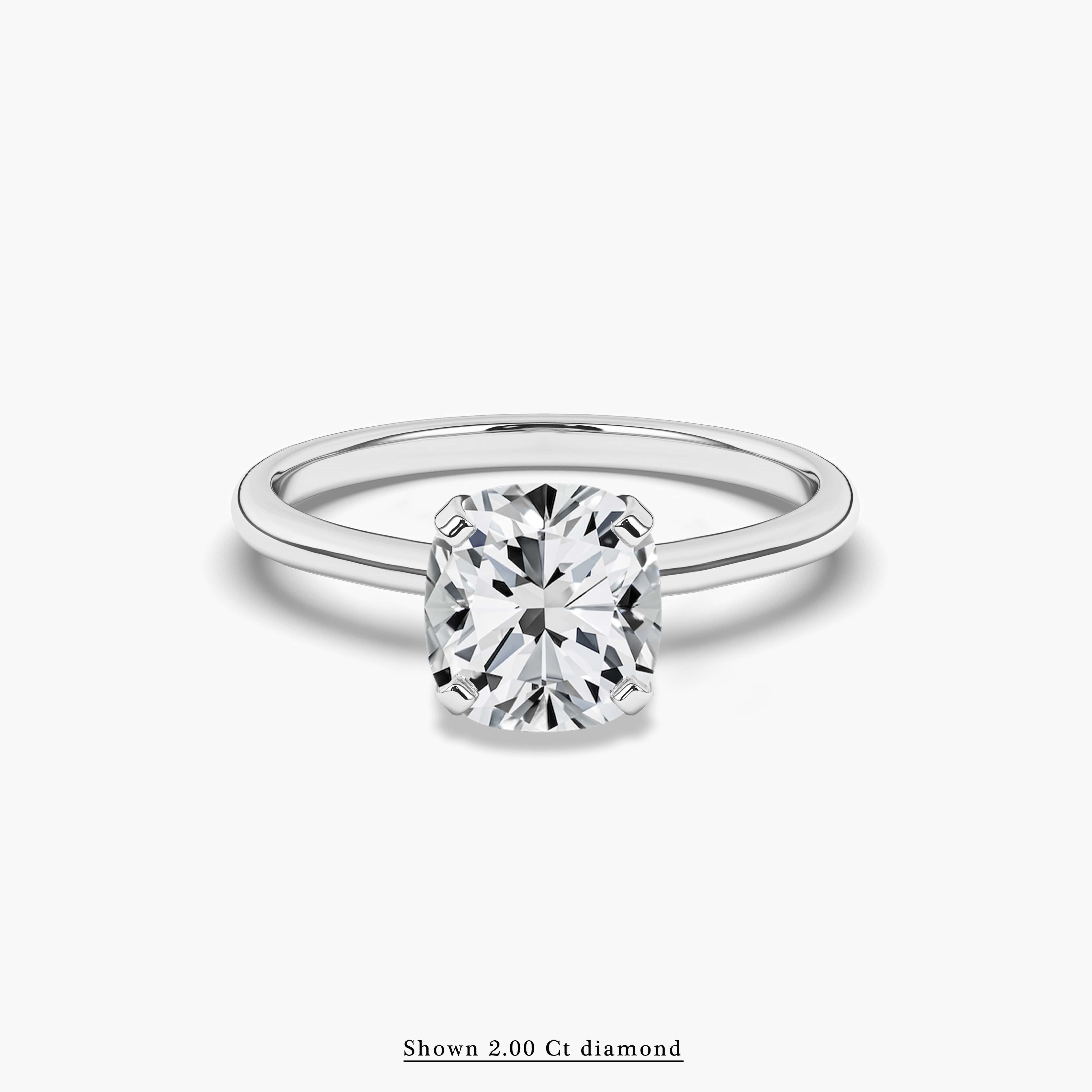 white gold Cushion Cut Solitaire Engagement Ring