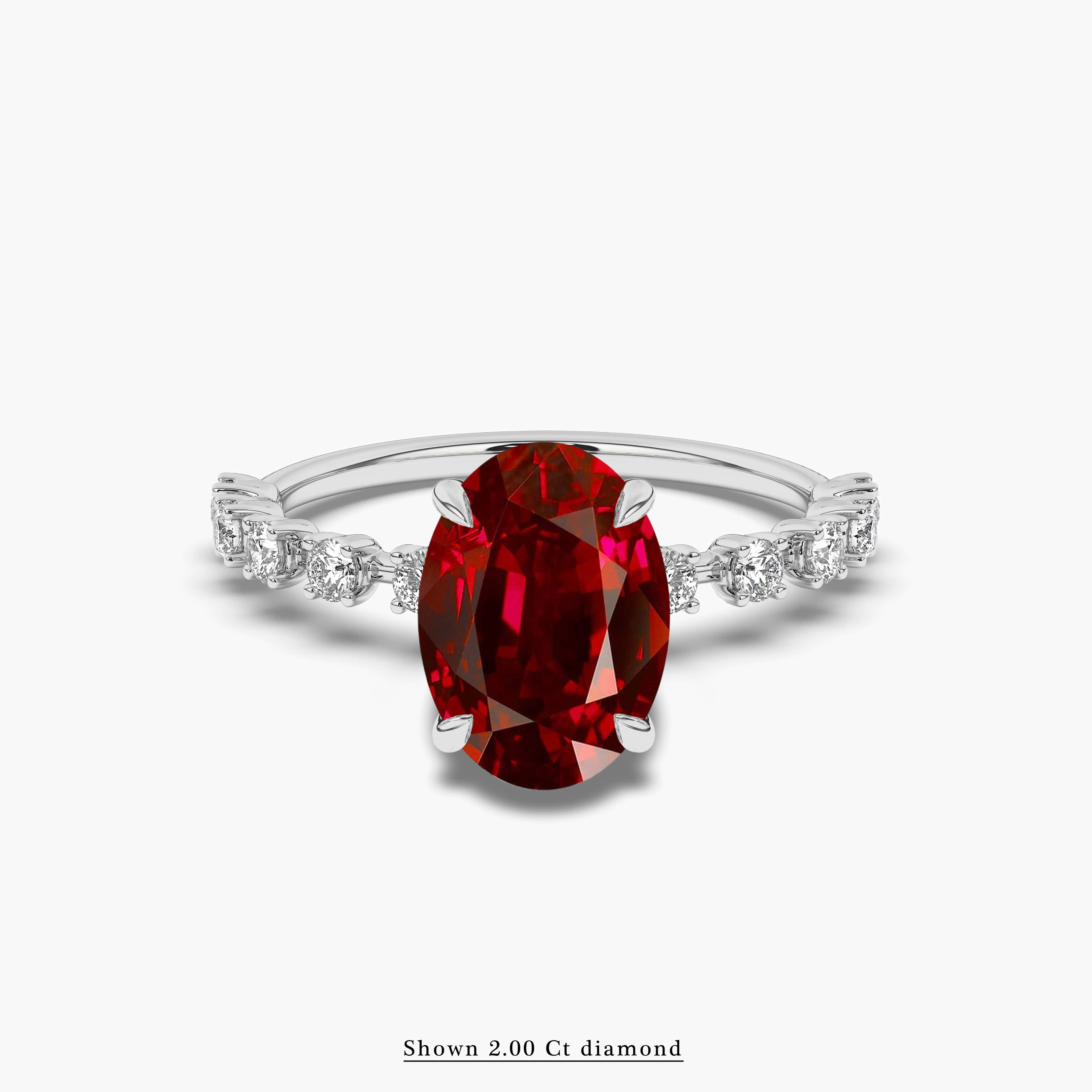 Oval Cut Solitaire Engagement Ruby Ring  in white gold