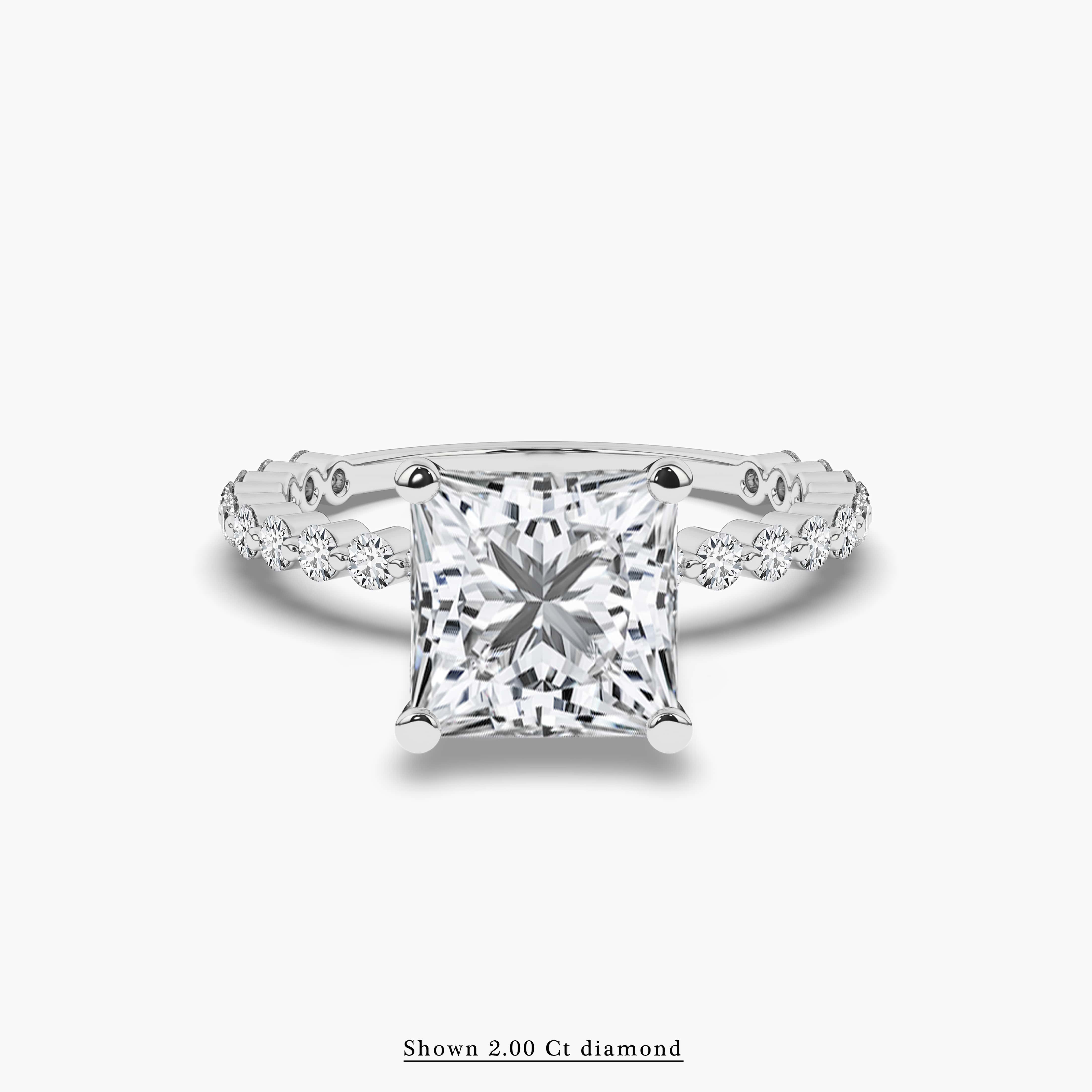 Lab Diamond Princess Cut Side Stone Ring