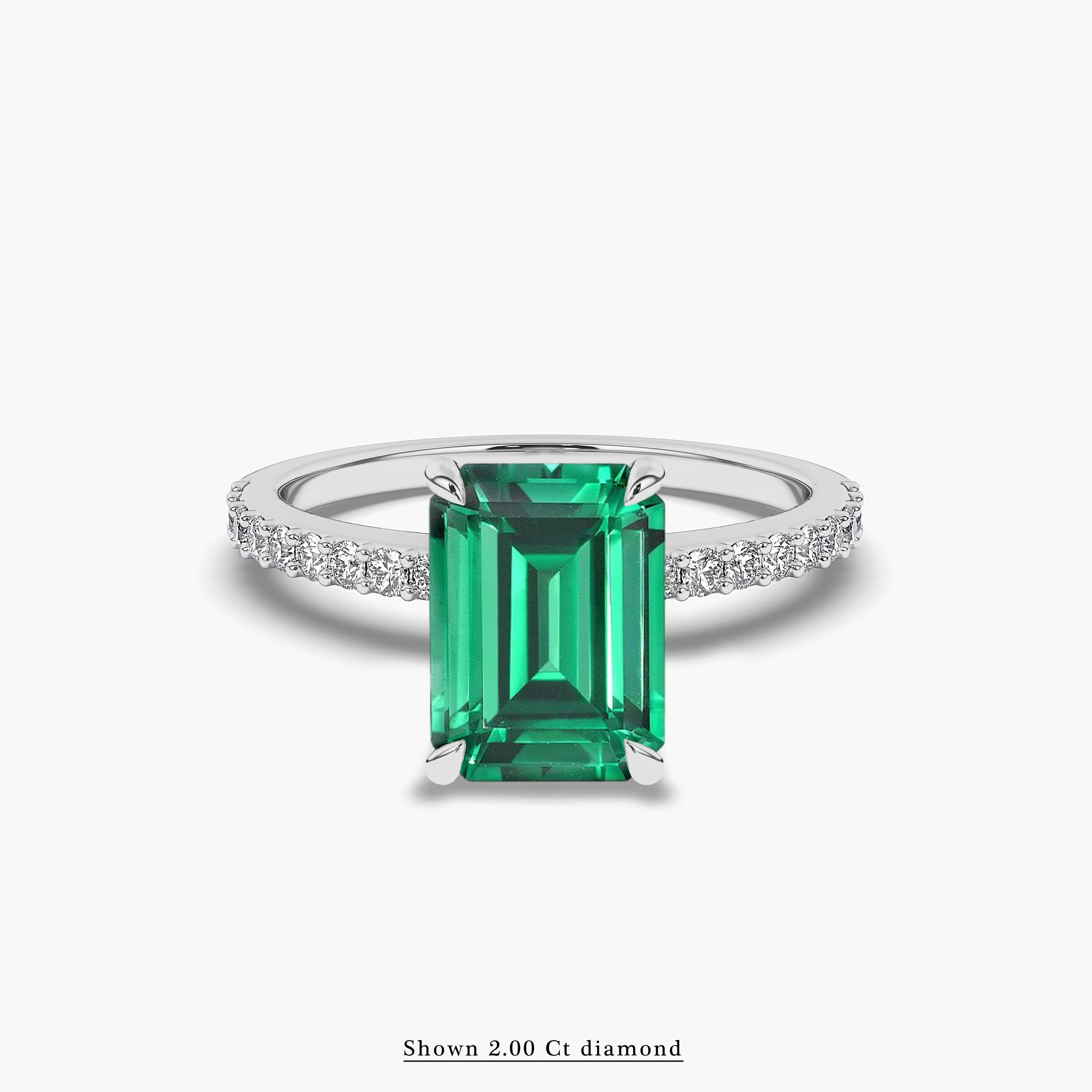 Emerald Engagement Ring in white gold