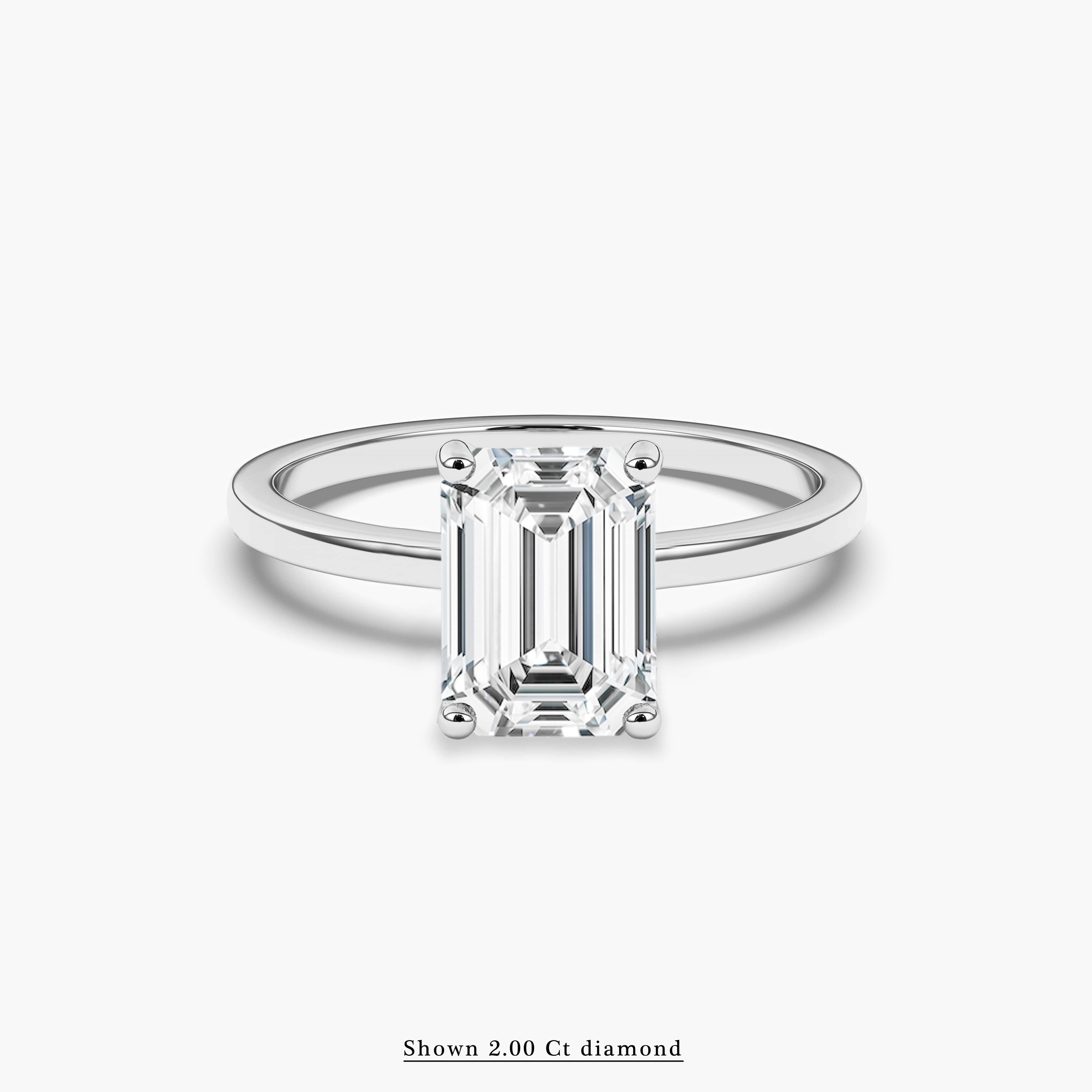 Emerald Cut Solitaire Engagement Ring in White Gold