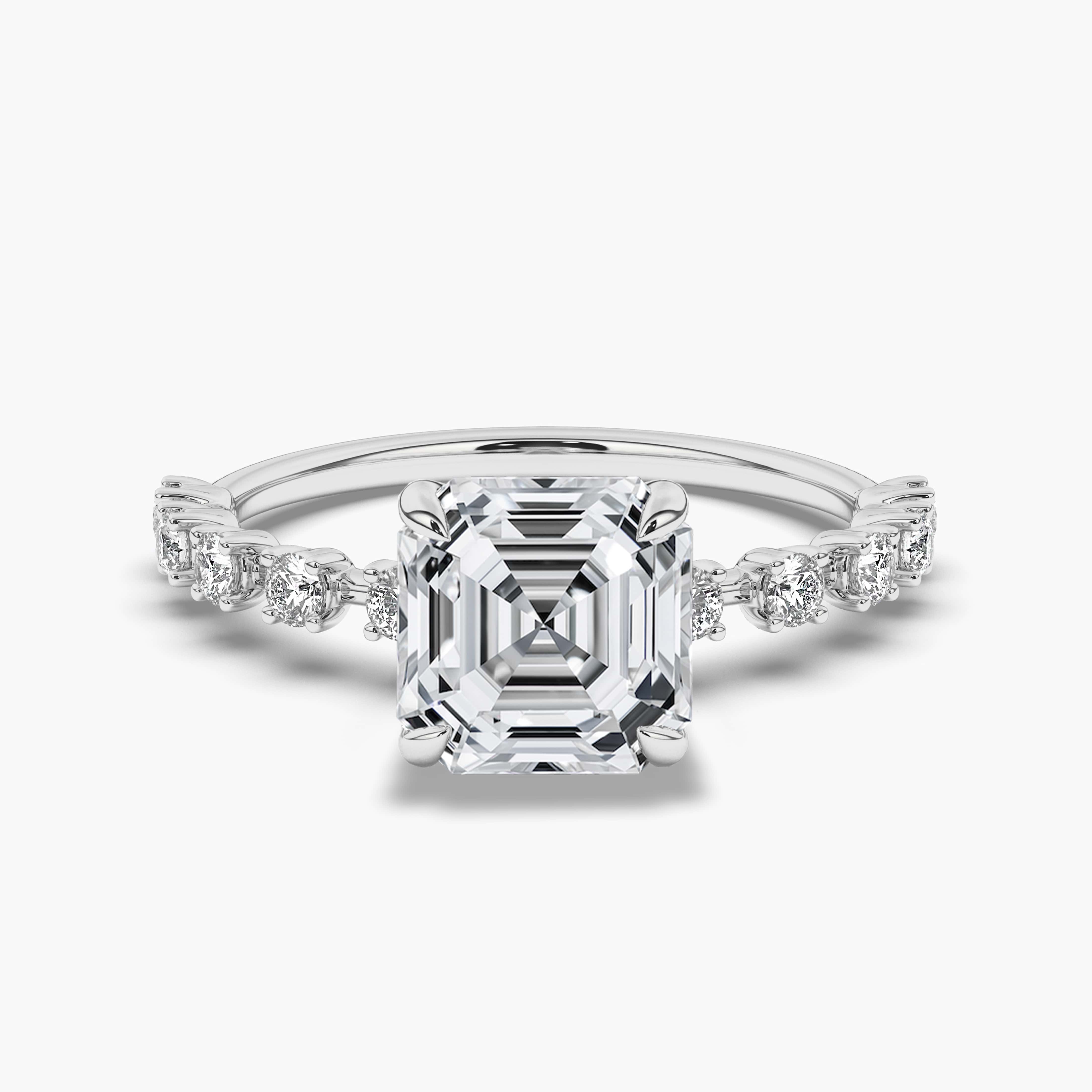 2.00ct engagement ring with Asscher side stone