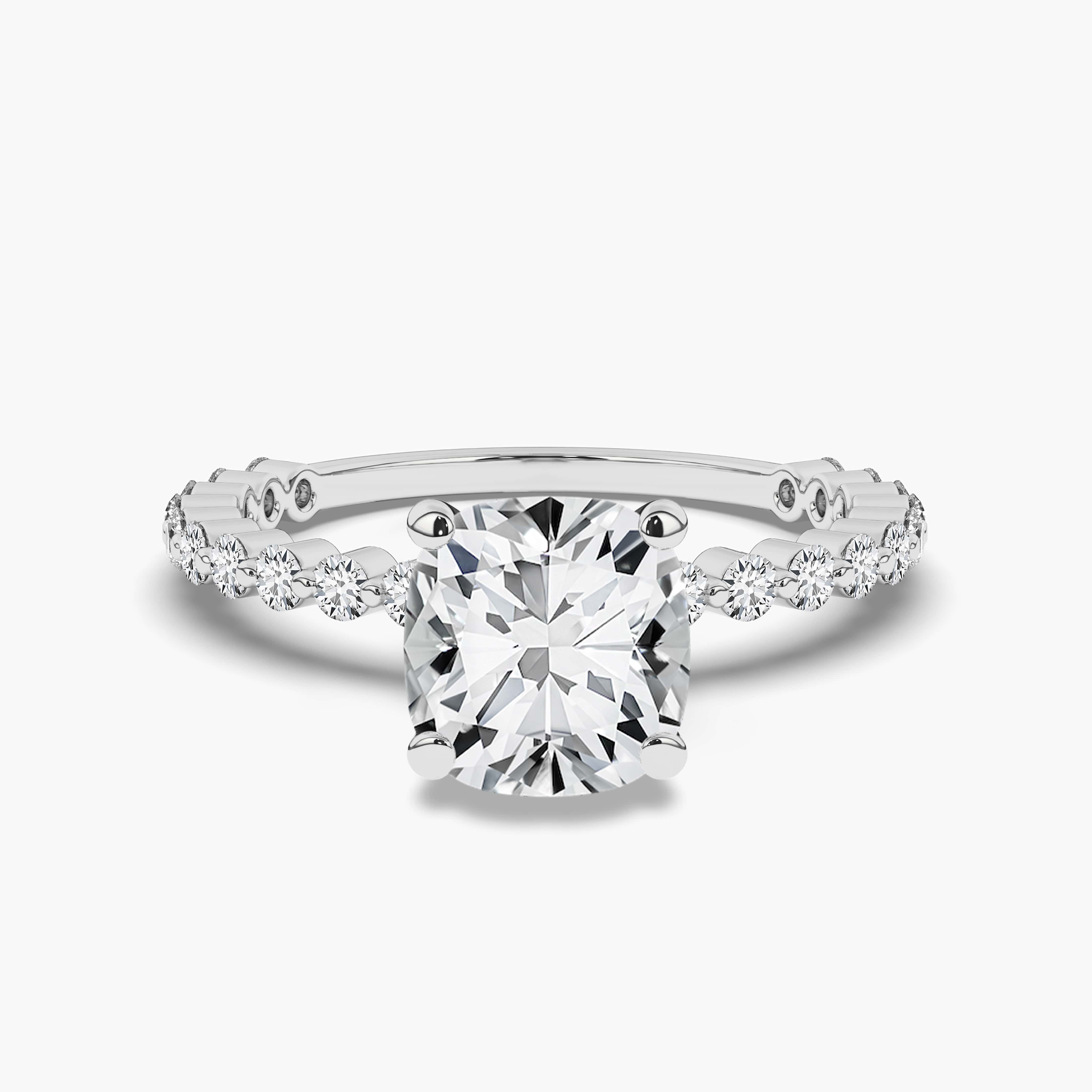 2.00 carat Cushion Cut Diamond Pave Engagement Ring