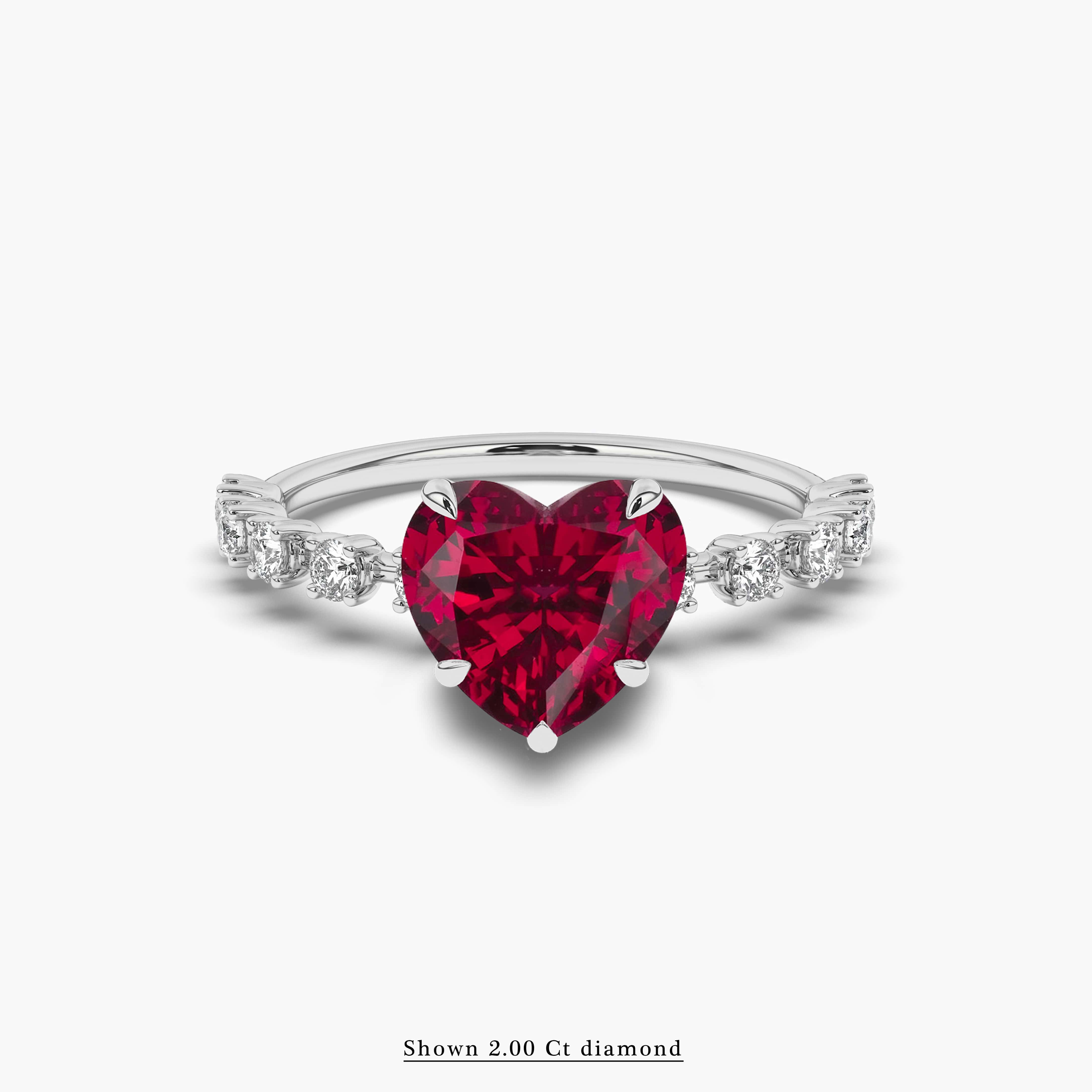 Heart Shaped Ruby Gemstone Solitaire Engagement Ring