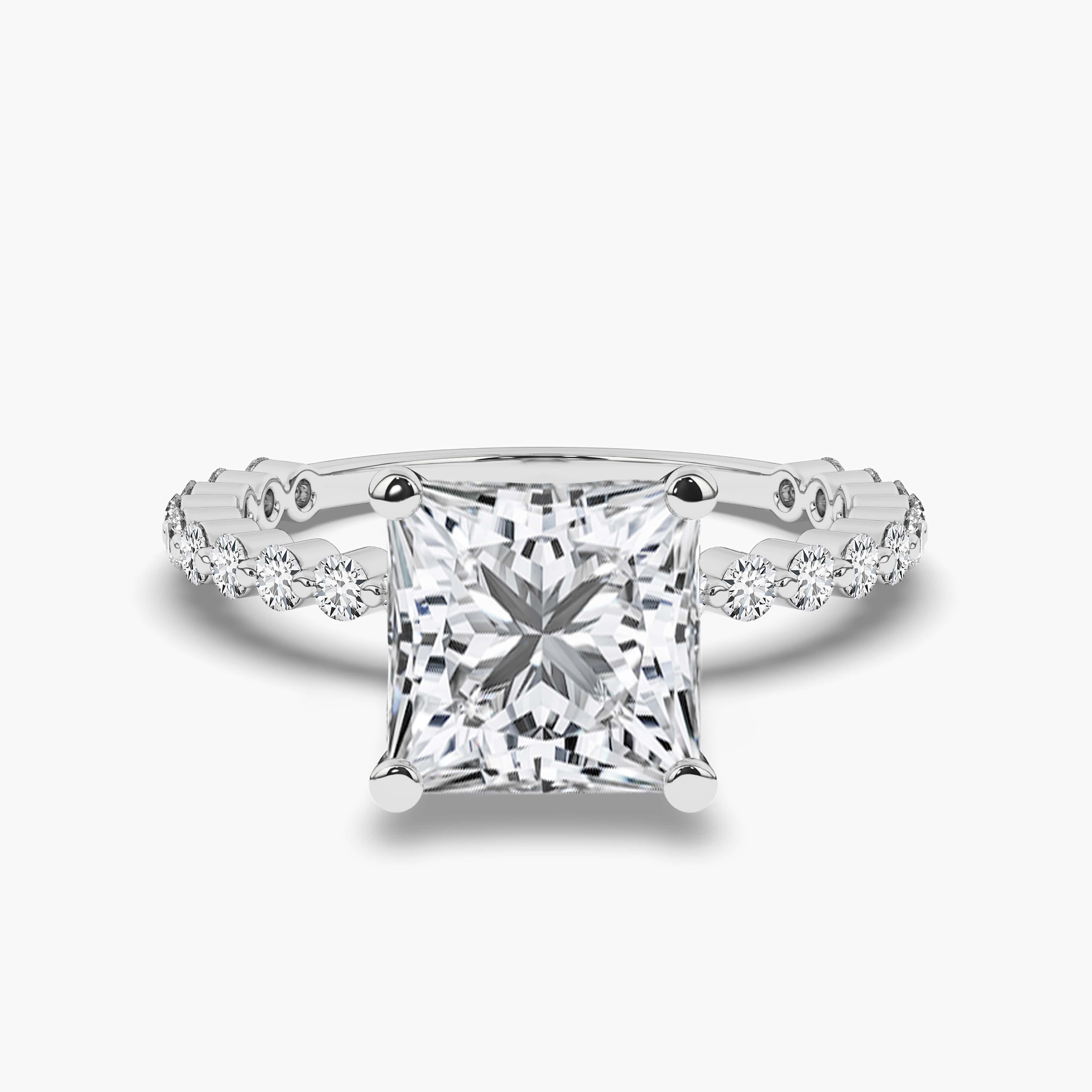 Princess Cut With Side Stone Engagement Ring