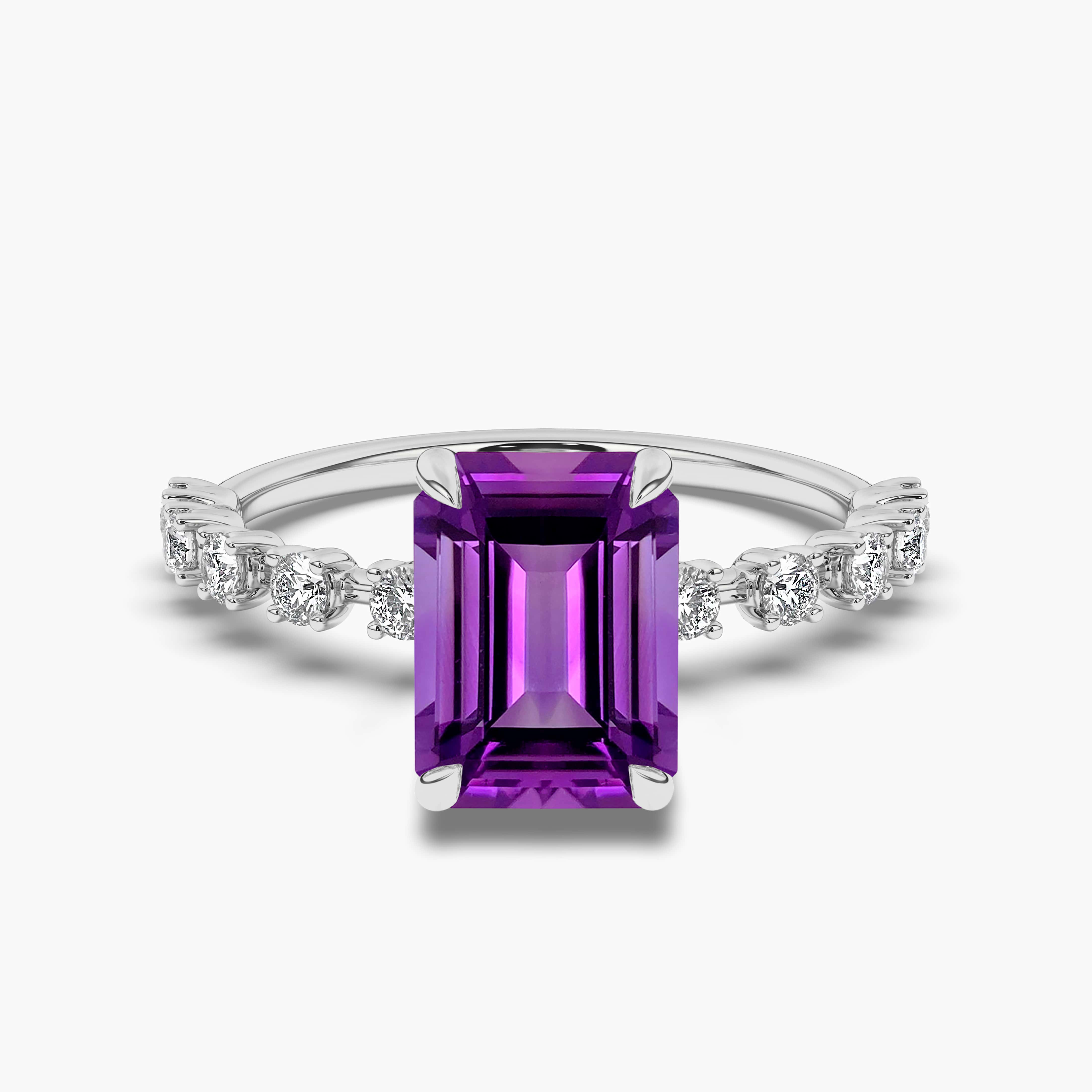 Amethyst White Gold Princess Cut Engagement Ring