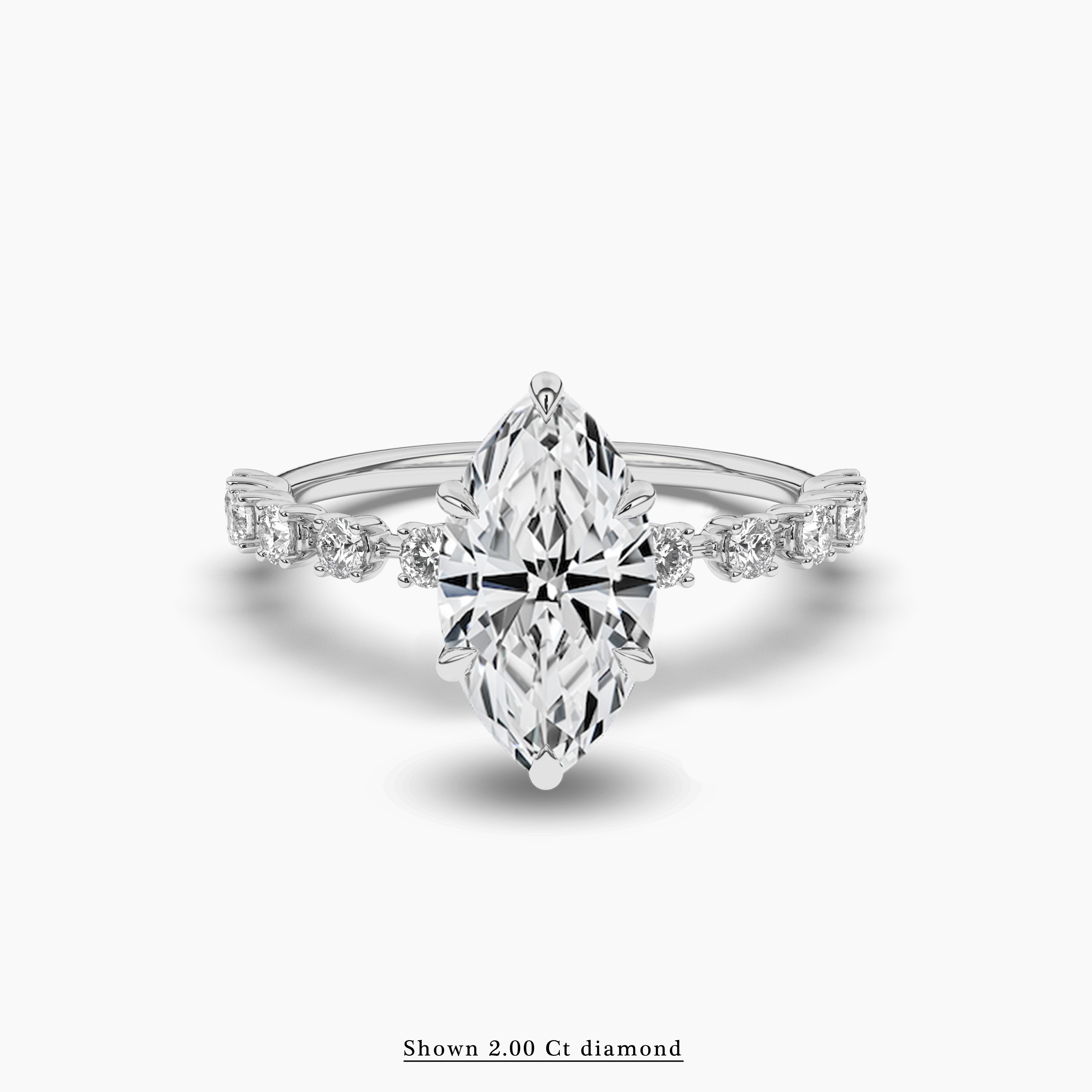 Stunning Marquise Solitaire with Pave Diamond Engagement Ring