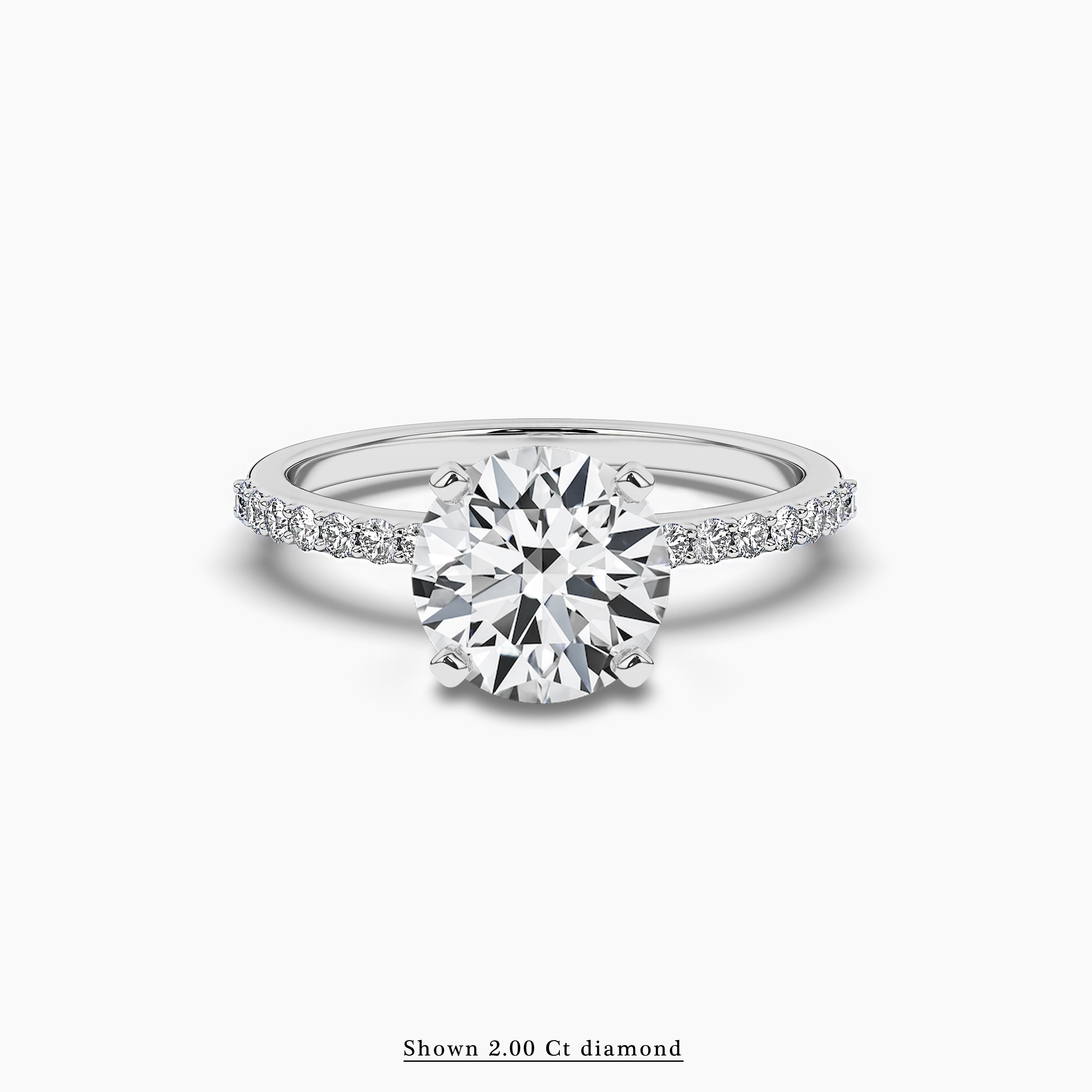 Round Cut Lab Grown Diamond Pave Engagement Ring