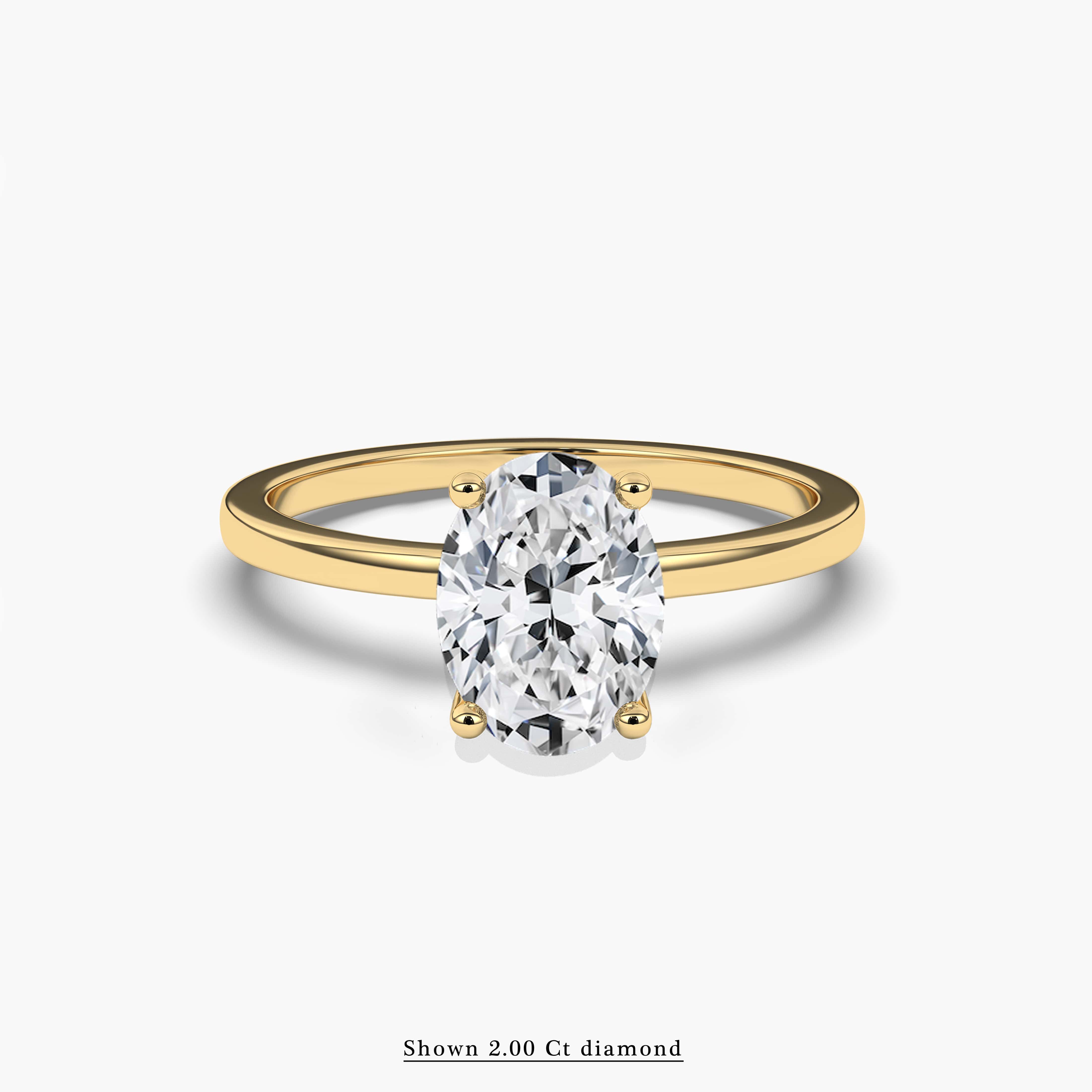 2.00carat oval diamond ring with gold band